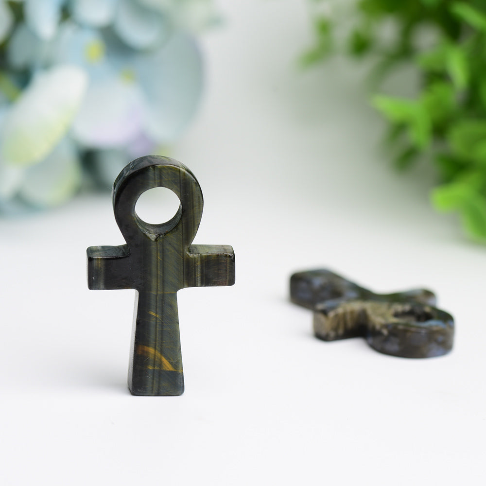 2.0 Inch Life Key Crystal Figurine with Healing Energy - Blue Que Sera