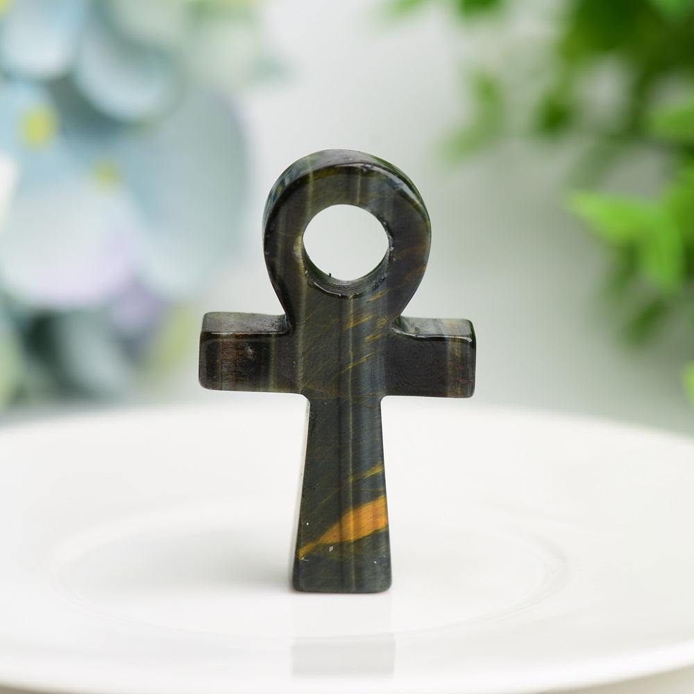 2.0 Inch Life Key Crystal Figurine with Healing Energy - Blue Que Sera