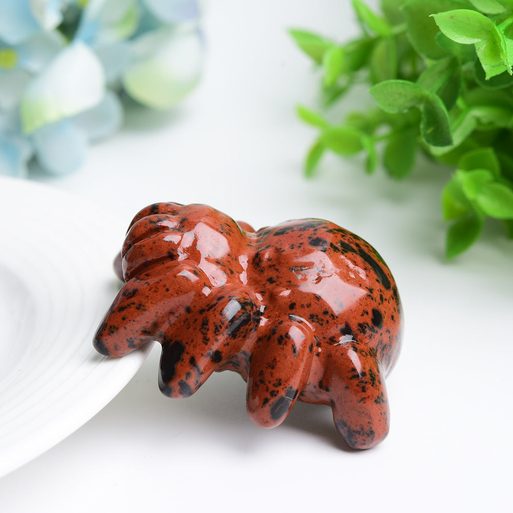 2.0 inch Mahogany Jasper Spider Crystal Carving