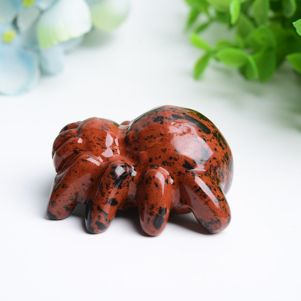 2.0 inch Mahogany Jasper Spider Crystal Carving