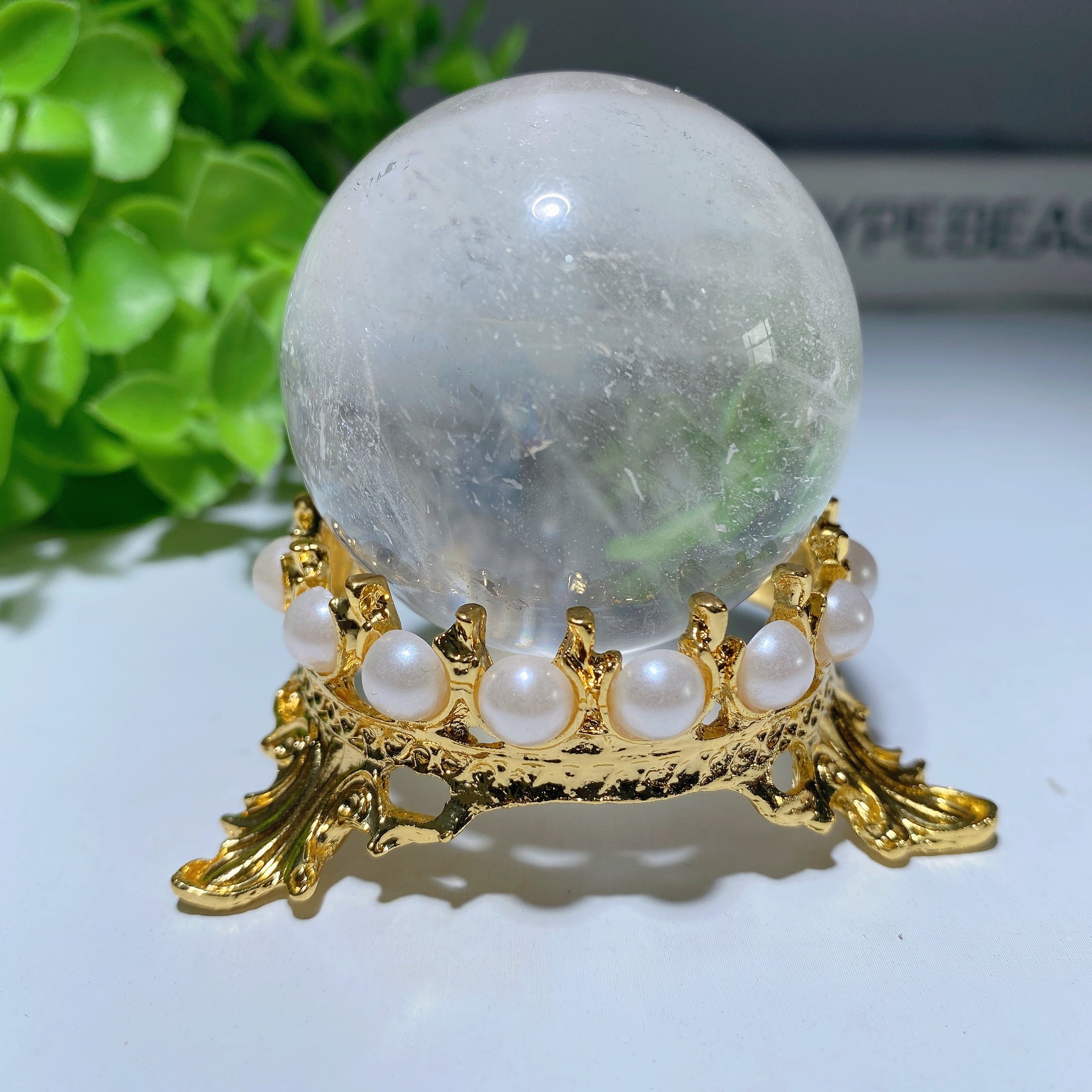 2.0 inch Metal Sphere Stand with Pearls for Crystal Display