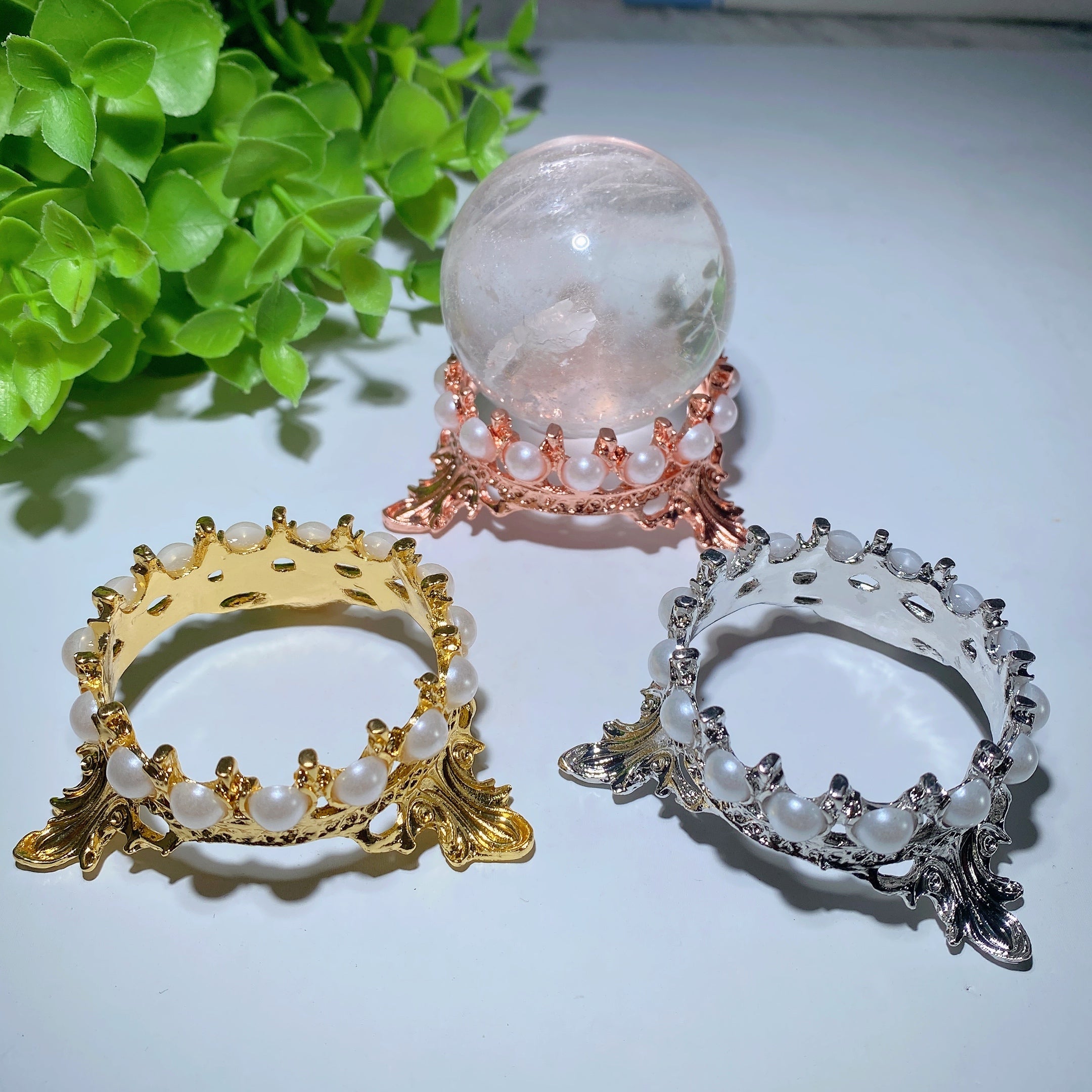2.0 inch Metal Sphere Stand with Pearls for Crystal Display
