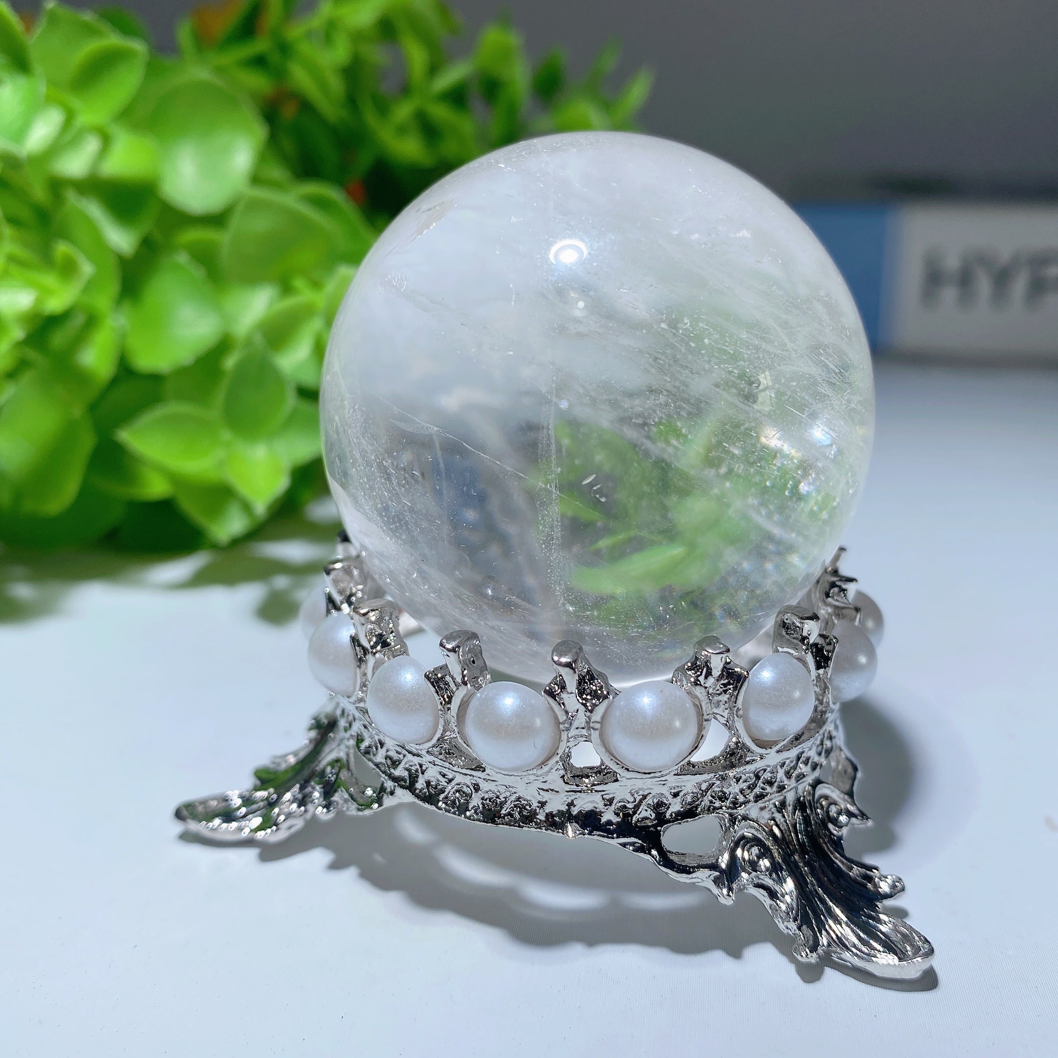 2.0 inch Metal Sphere Stand with Pearls for Crystal Display