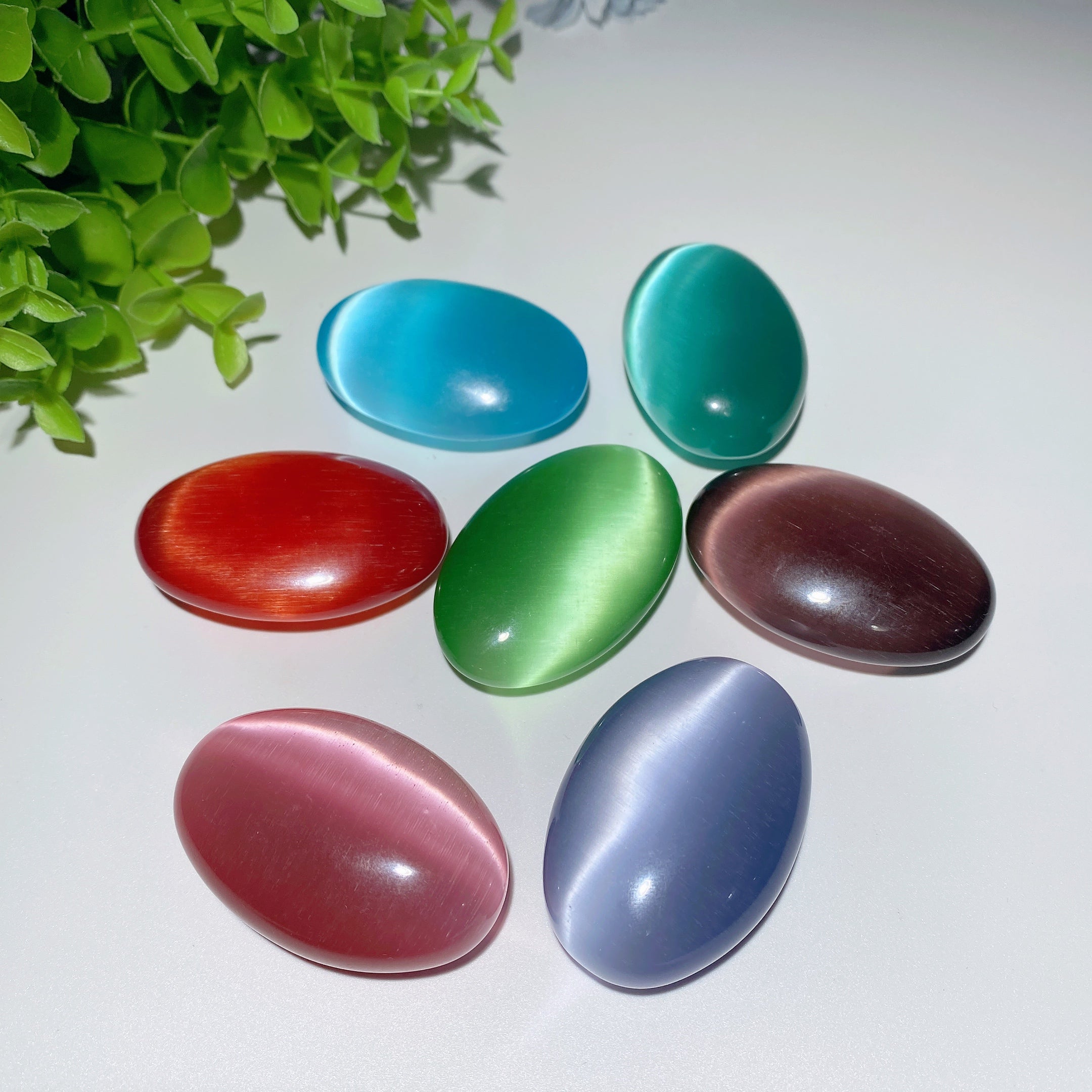 2.0 inch Mixed Cat's Eye Palm Stone for Healing Energy