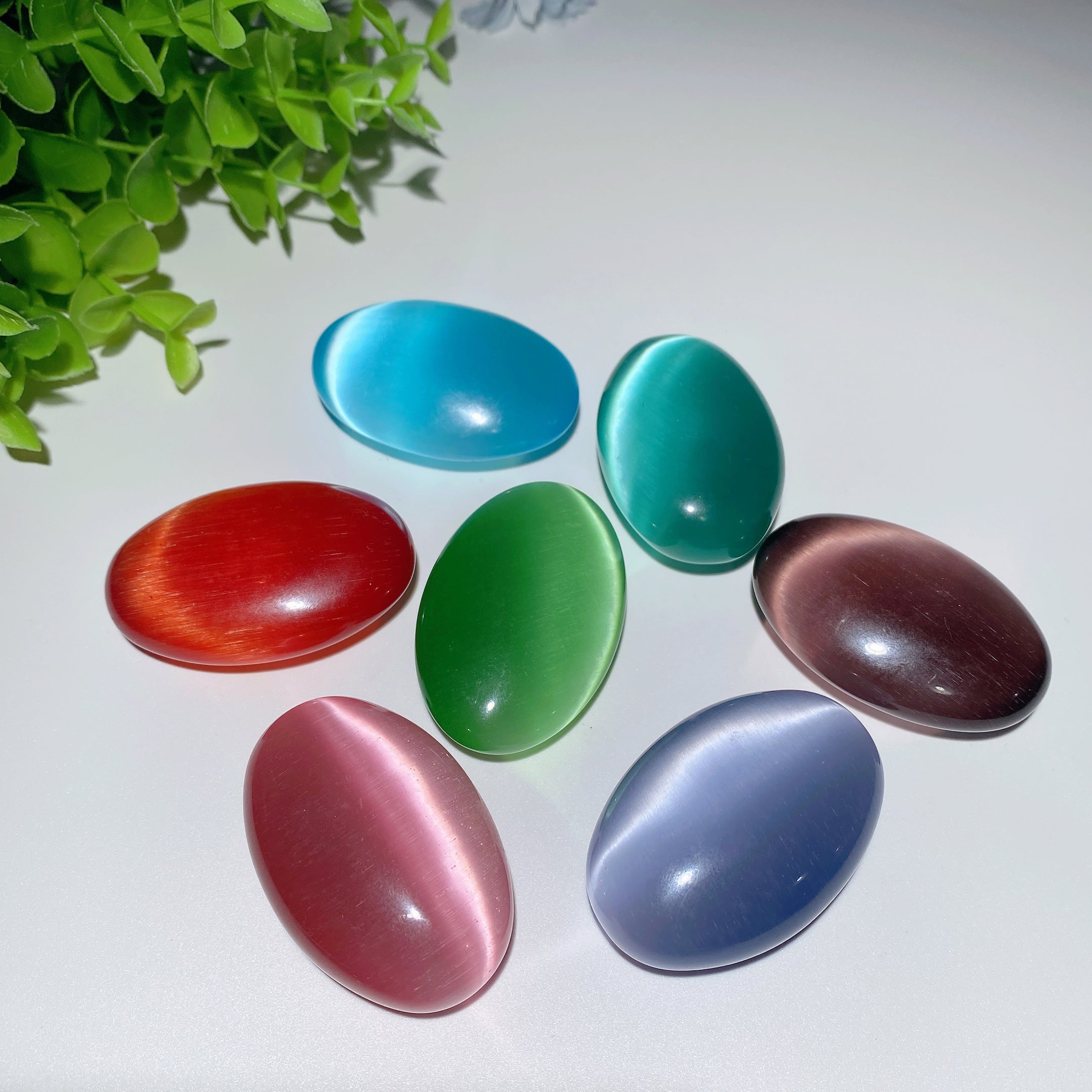 2.0 inch Mixed Cat's Eye Palm Stone for Healing Energy