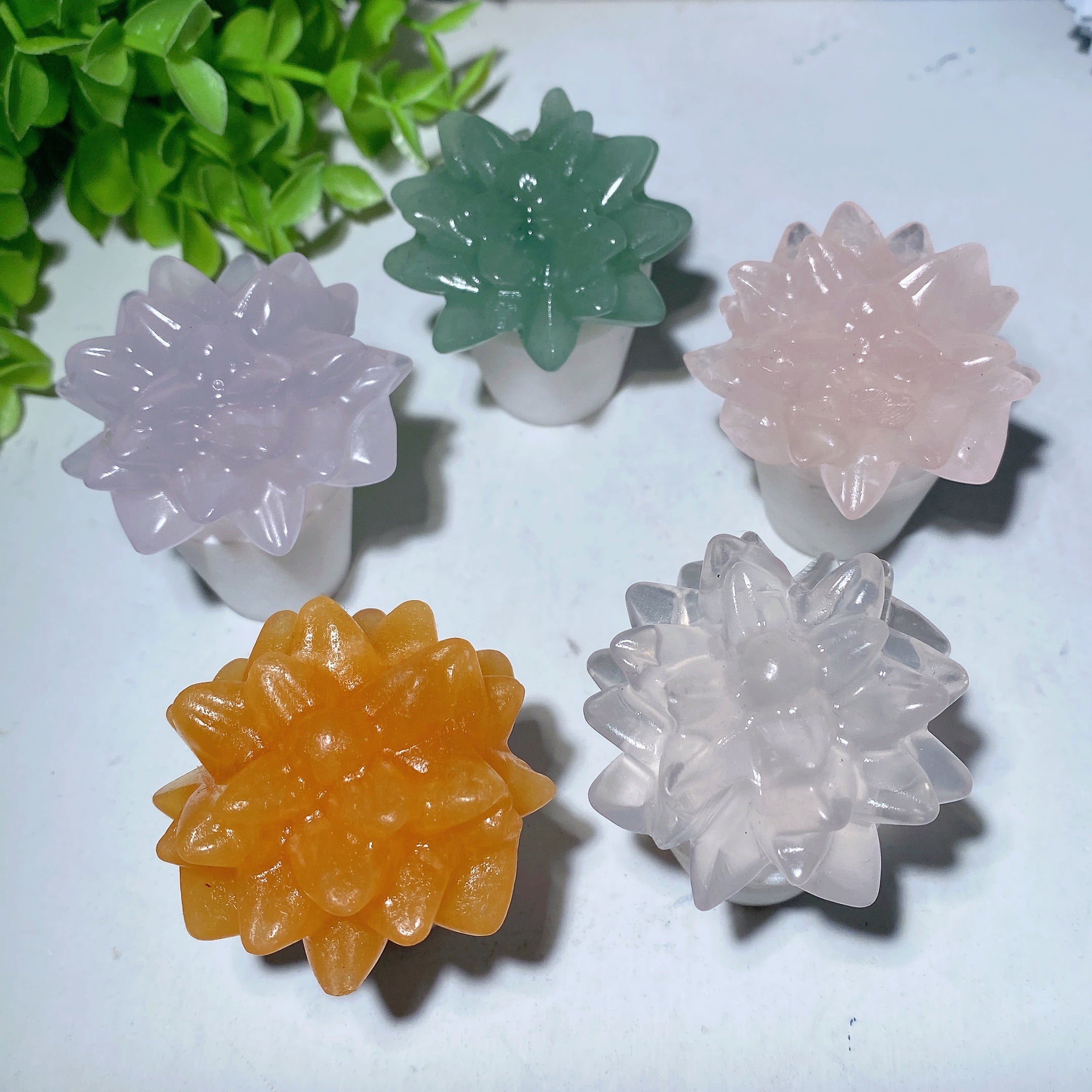 2.0 inch Mixed Crystal Bonsai on White Jade Base