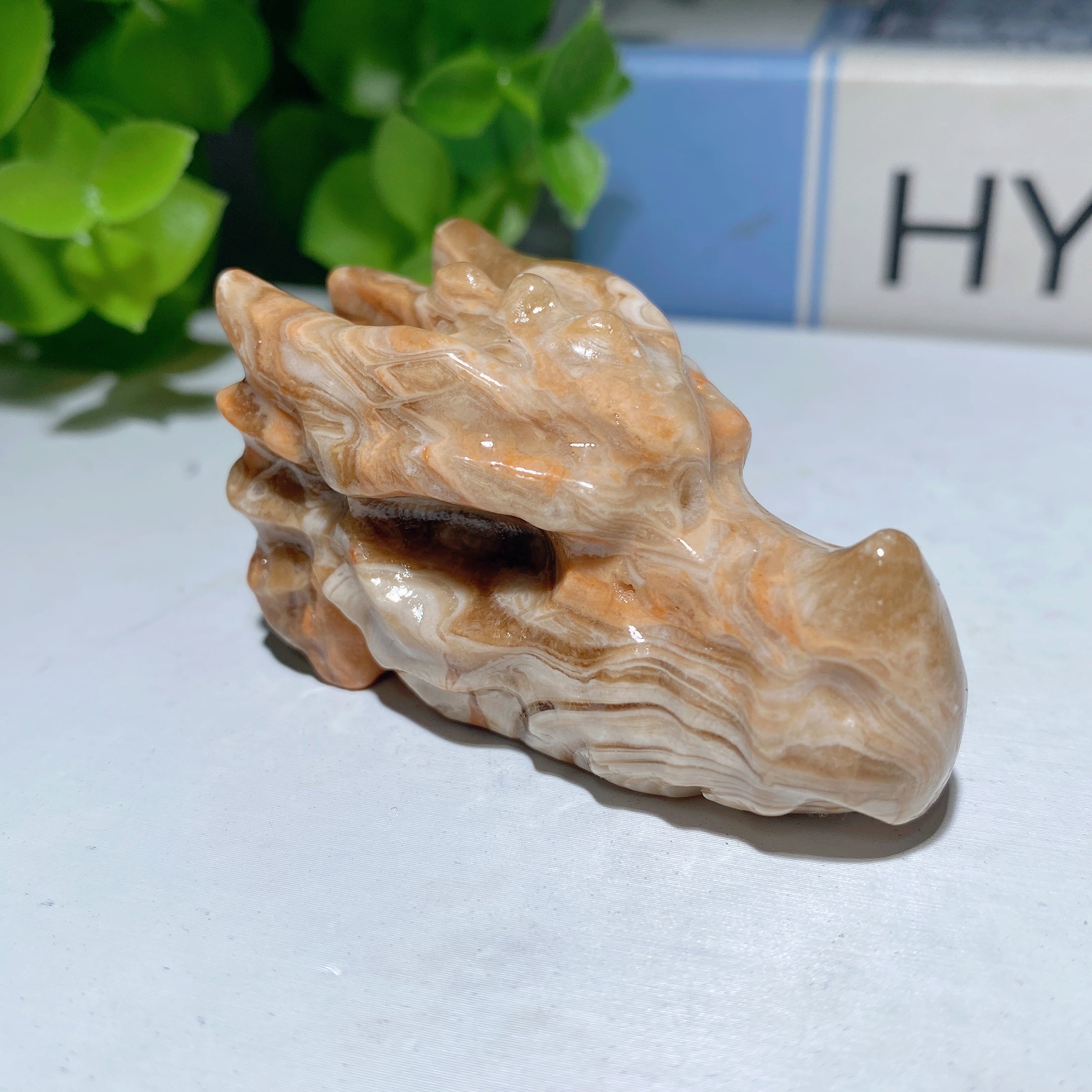 2.0 inch Mixed Crystal Dragon Head Carving Figurine