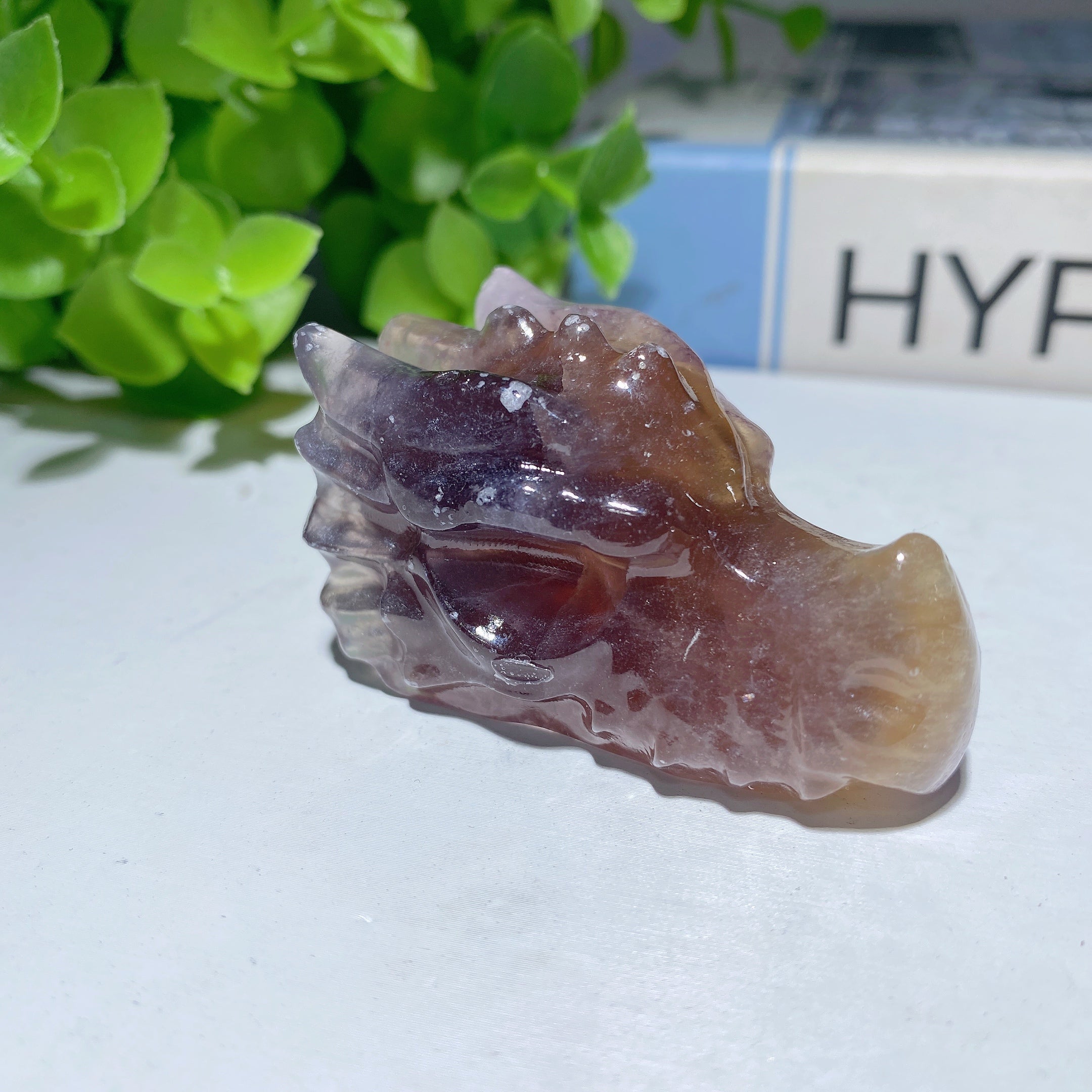 2.0 inch Mixed Crystal Dragon Head Carving Figurine