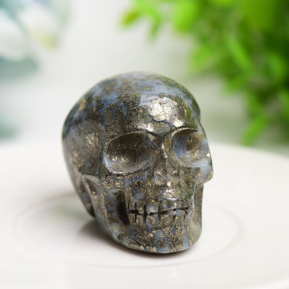 2.0-Inch Mixed Crystal Skull Carvings for Meditation & Healing