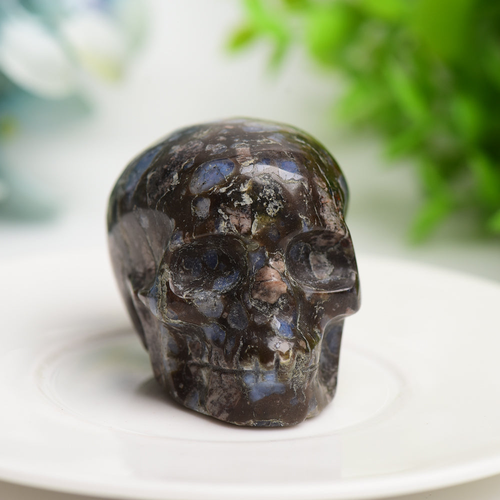 2.0-Inch Mixed Crystal Skull Carvings for Meditation & Healing