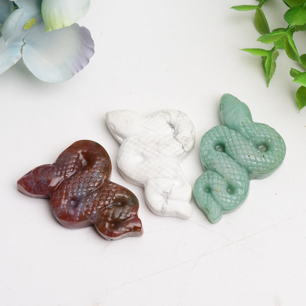 2.0 inch Mixed Crystal Snake Carving for Spiritual Healing