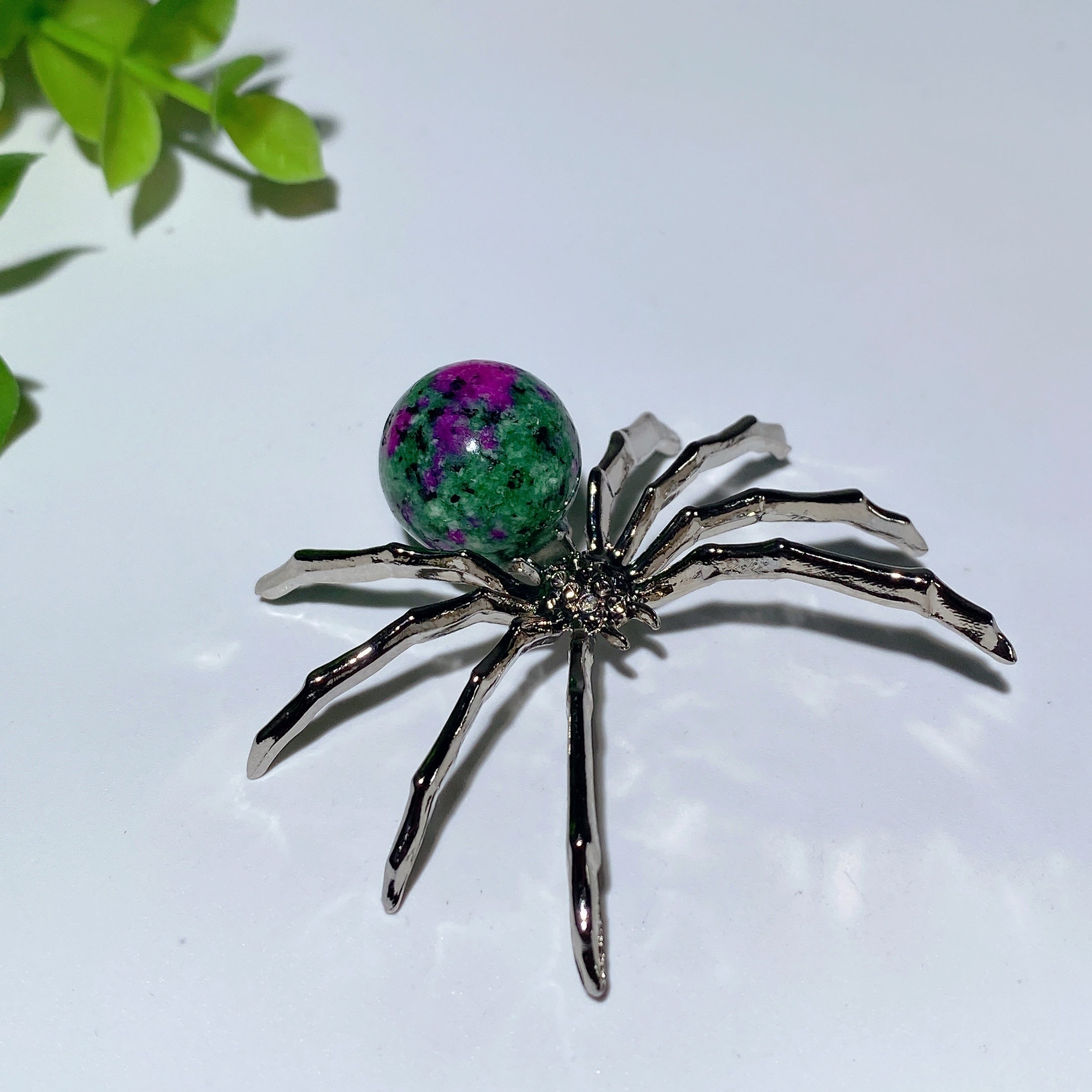 2.0 Inch Mixed Crystal Spider Figurine with Polished Gem Body