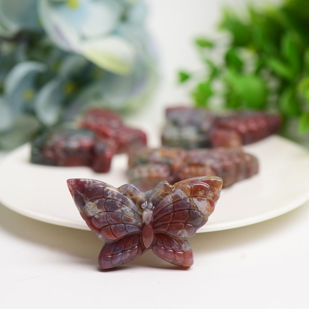 2.0 inch Ocean Jasper Butterfly Crystal Carving
