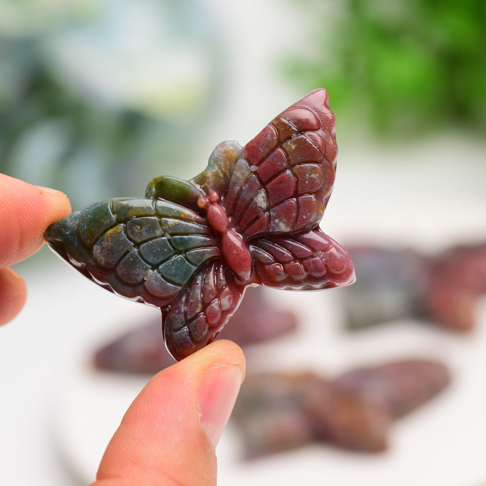 2.0 inch Ocean Jasper Butterfly Crystal Carving
