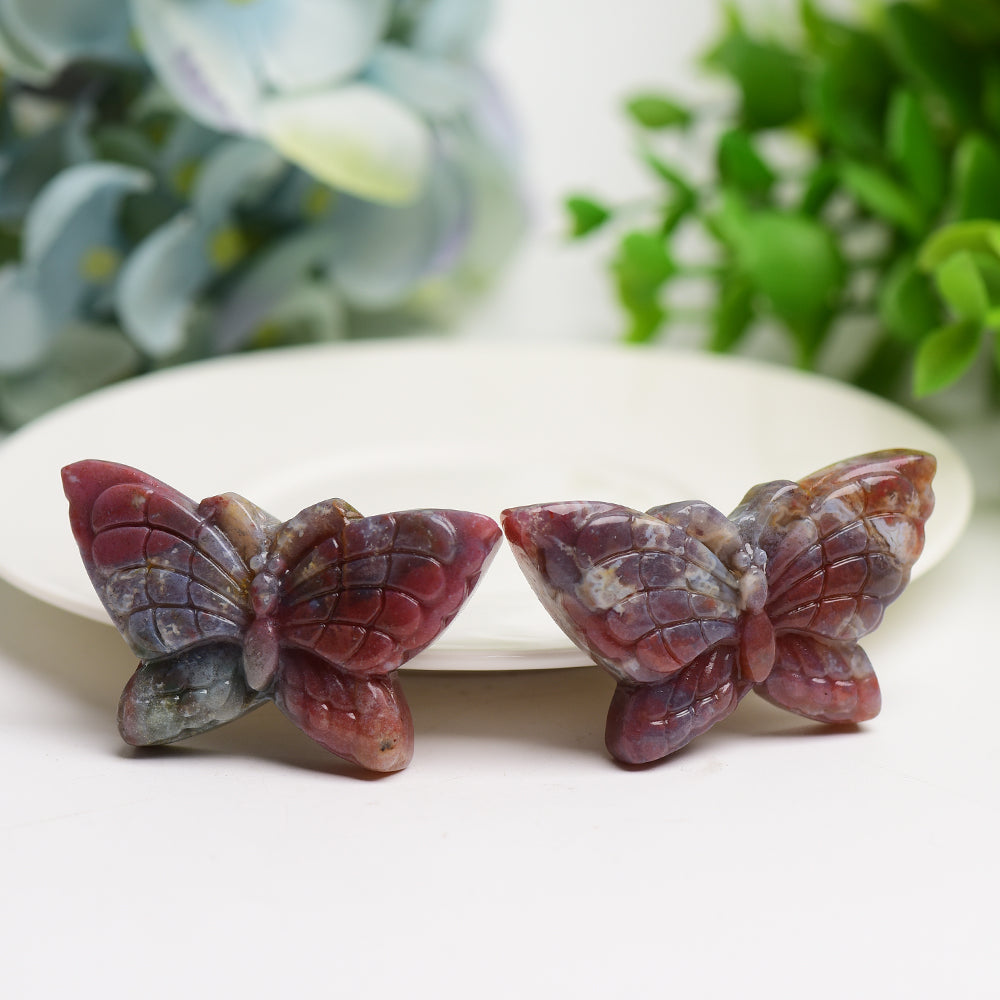 2.0 inch Ocean Jasper Butterfly Crystal Carving