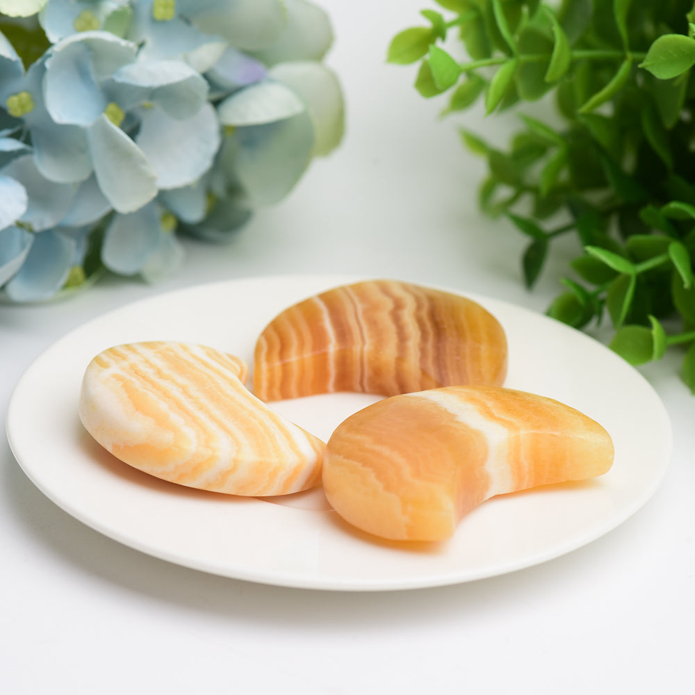 2.0 Inch Orange Calcite Moon Crystal Carving