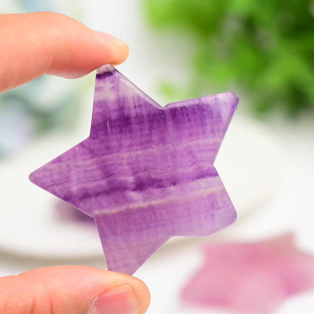 2.0 Inch Purple Fluorite Star Crystal Carving