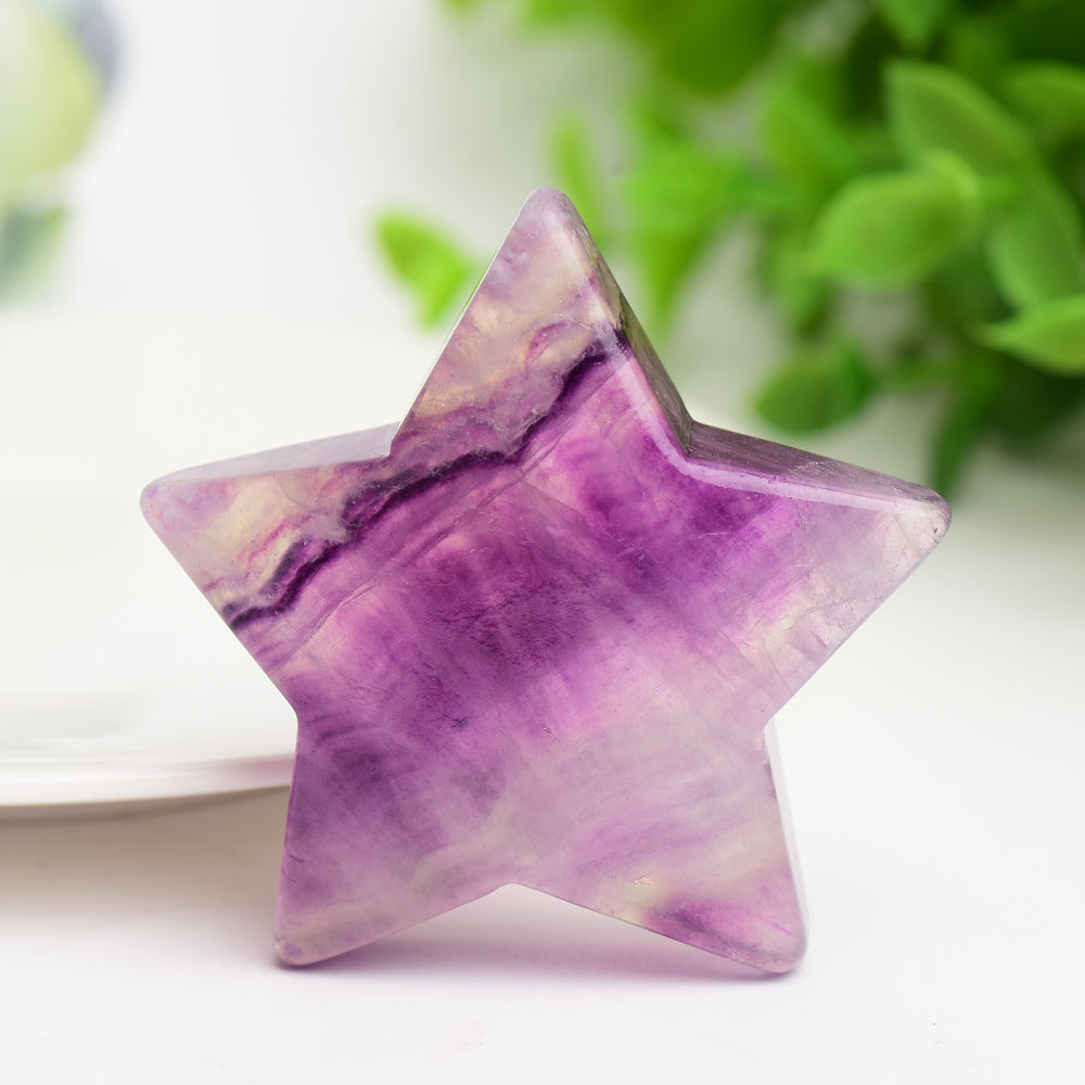 2.0 Inch Purple Fluorite Star Crystal Carving