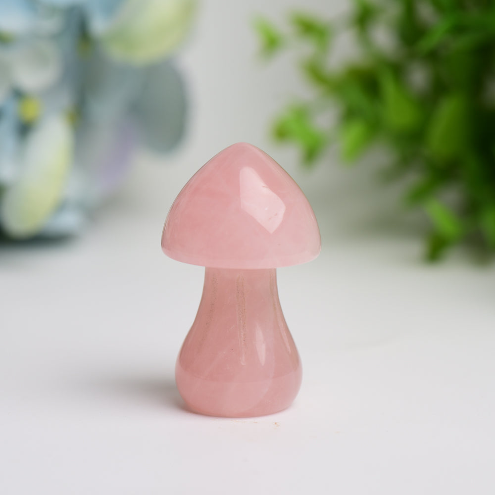 2.0 Inch Rose Quartz Mushroom Crystal Figurine for Healing