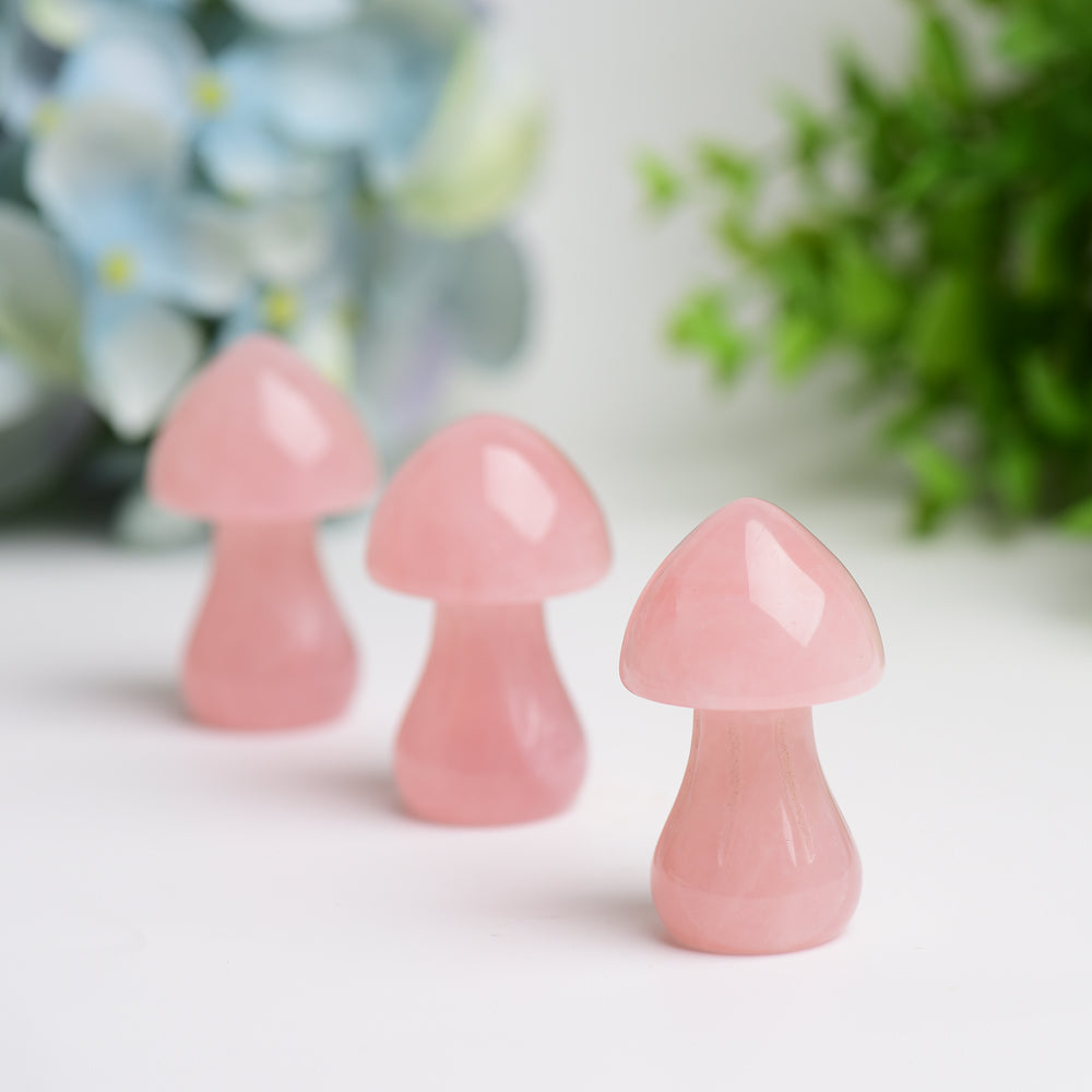 2.0 Inch Rose Quartz Mushroom Crystal Figurine for Healing
