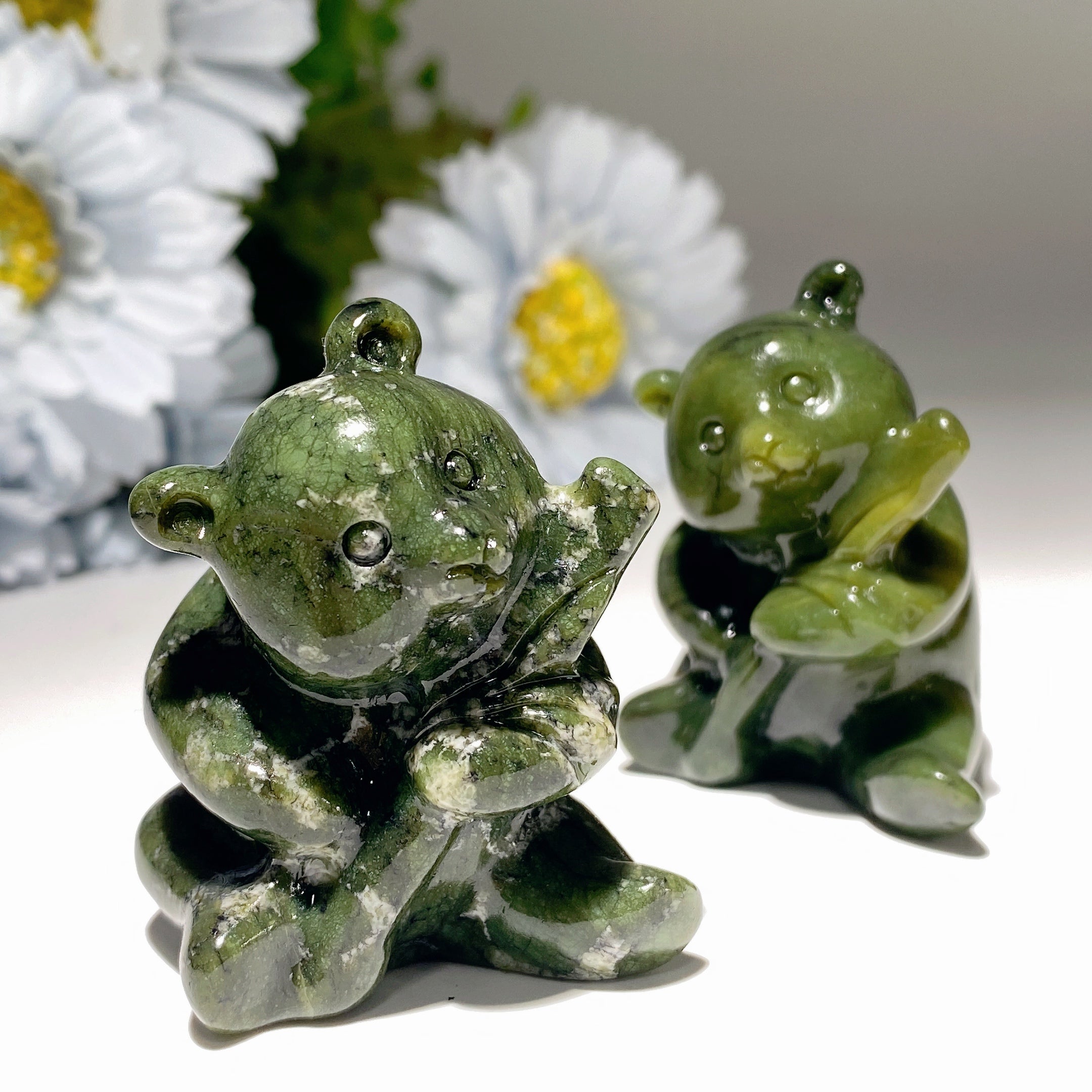 2.0 Inch Serpentine Panda Crystal Figurine for Spiritual Healing