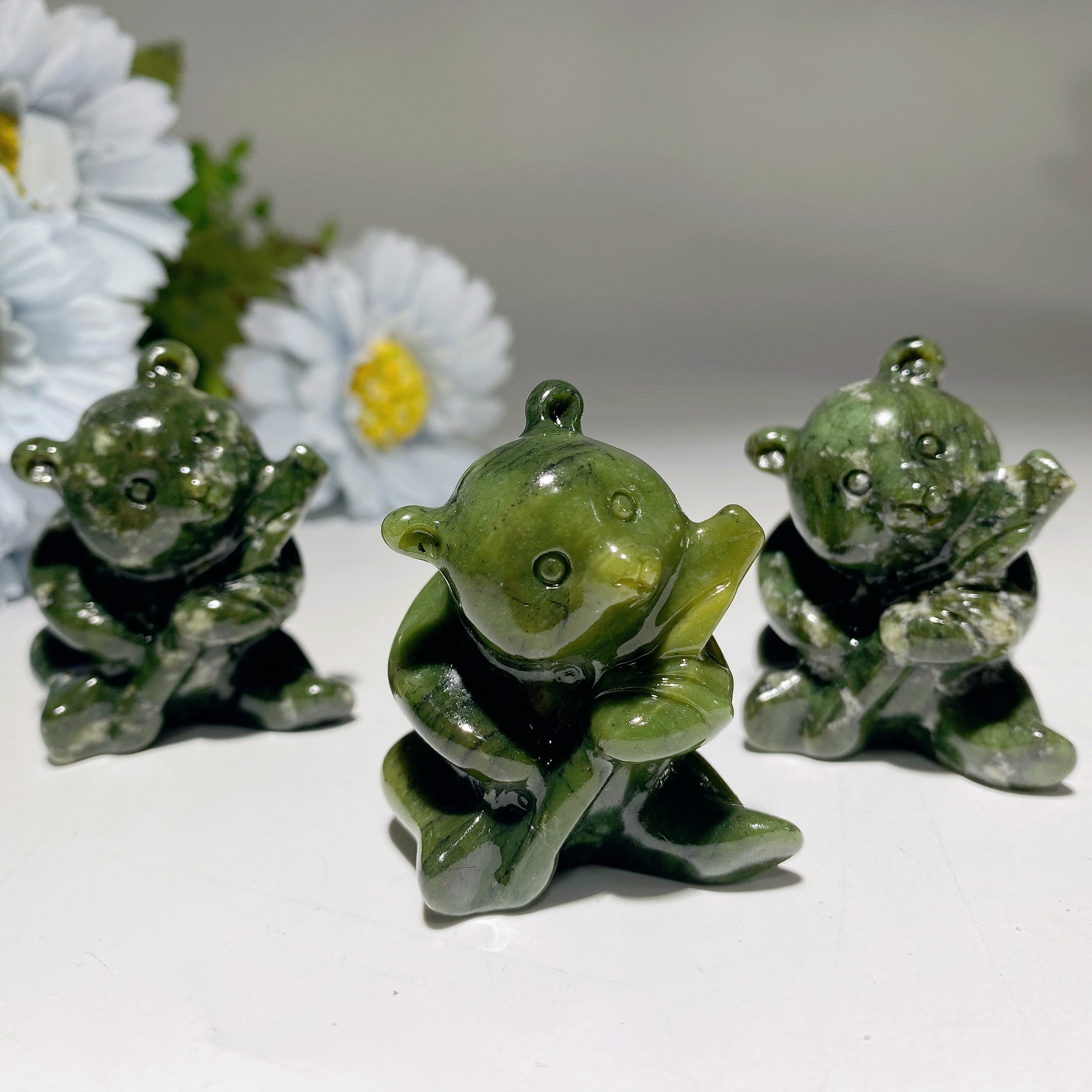 2.0 Inch Serpentine Panda Crystal Figurine for Spiritual Healing