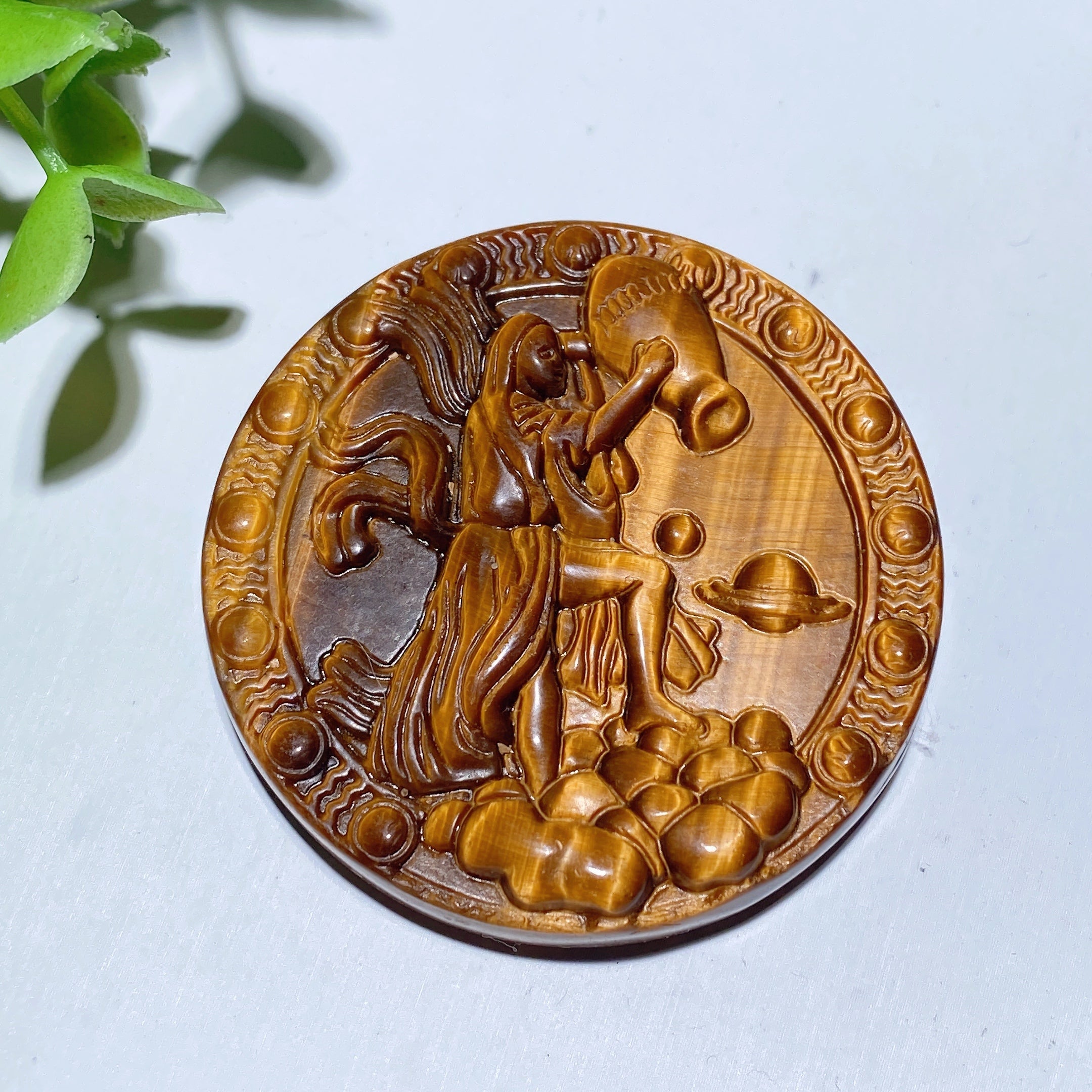 2.0 inch Yellow Tiger's Eye Zodiac Slab Crystal Healing