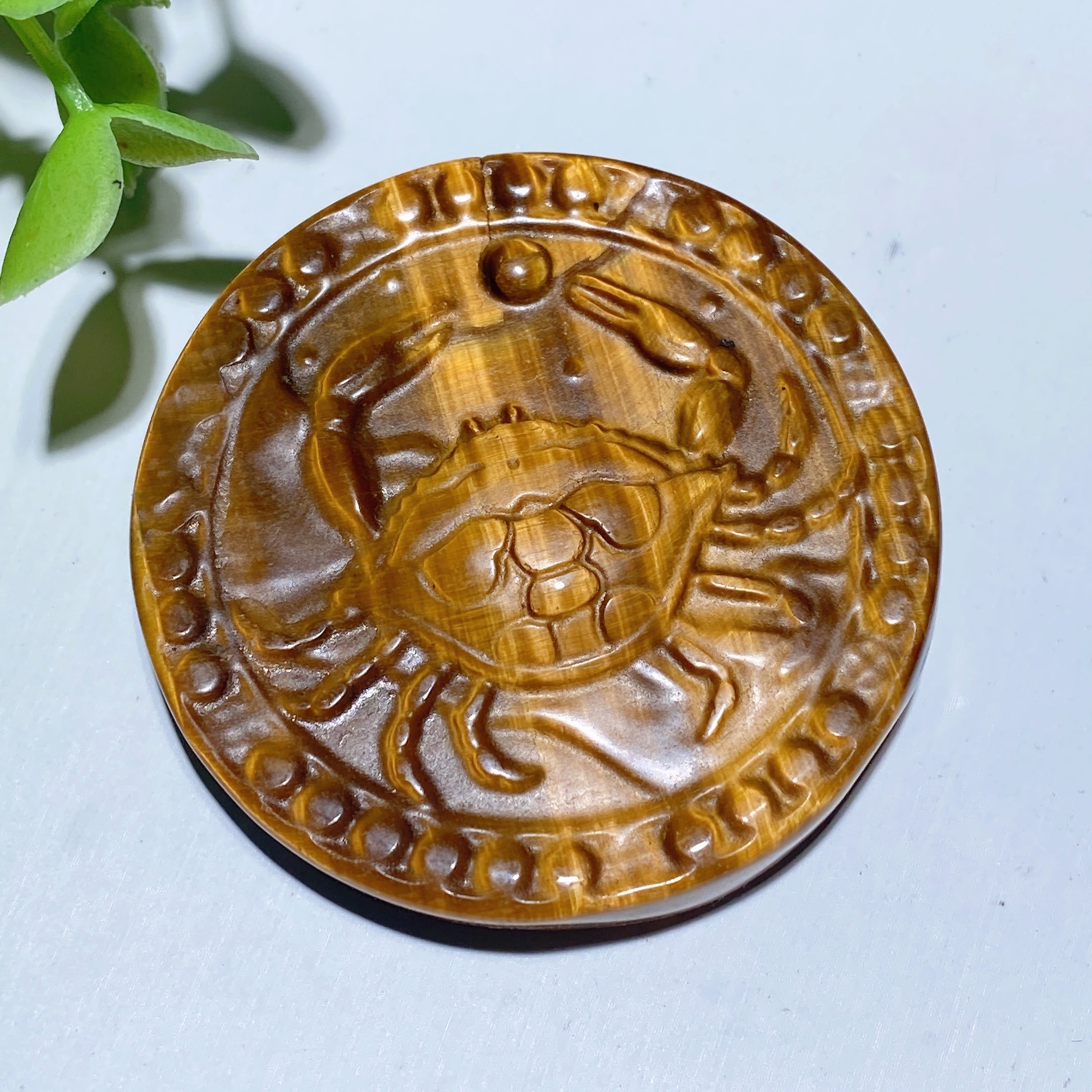 2.0 inch Yellow Tiger's Eye Zodiac Slab Crystal Healing