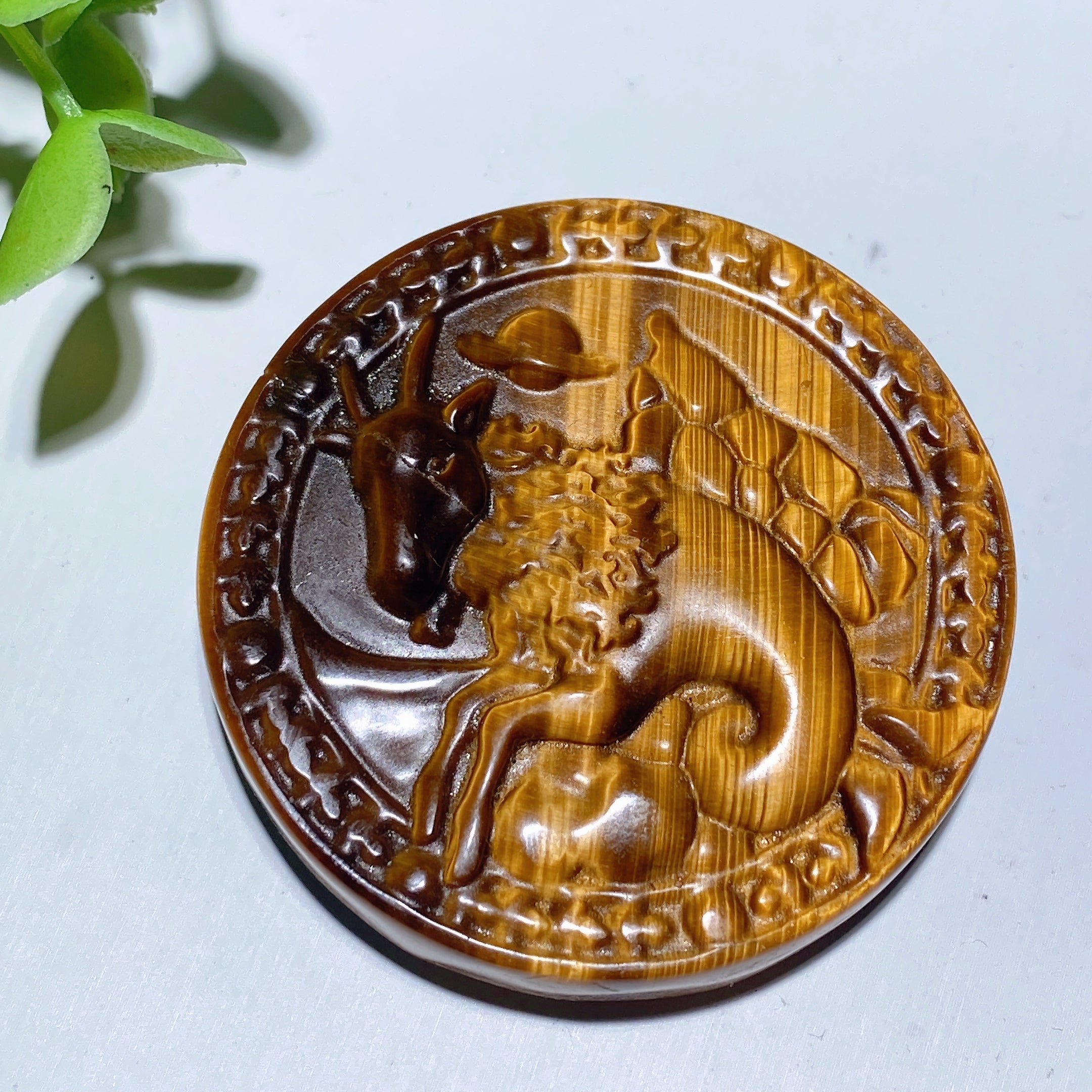 2.0 inch Yellow Tiger's Eye Zodiac Slab Crystal Healing