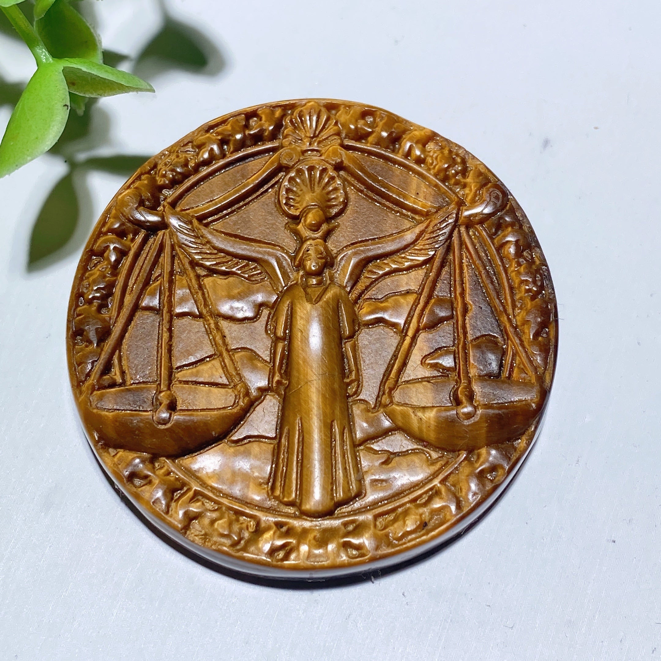 2.0 inch Yellow Tiger's Eye Zodiac Slab Crystal Healing