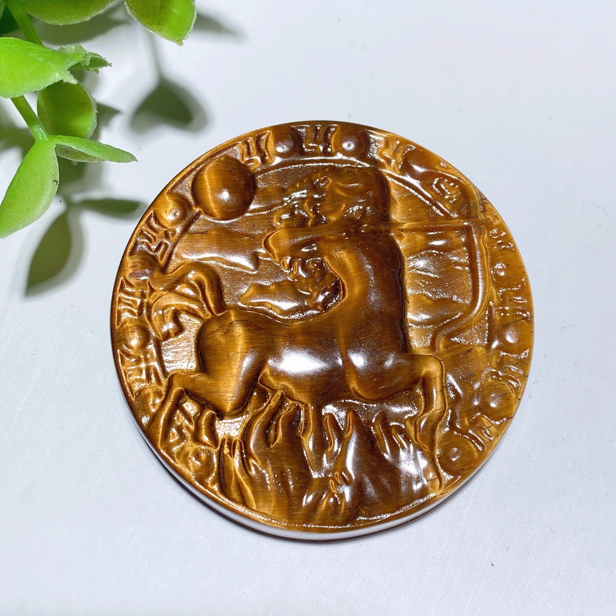 2.0 inch Yellow Tiger's Eye Zodiac Slab Crystal Healing