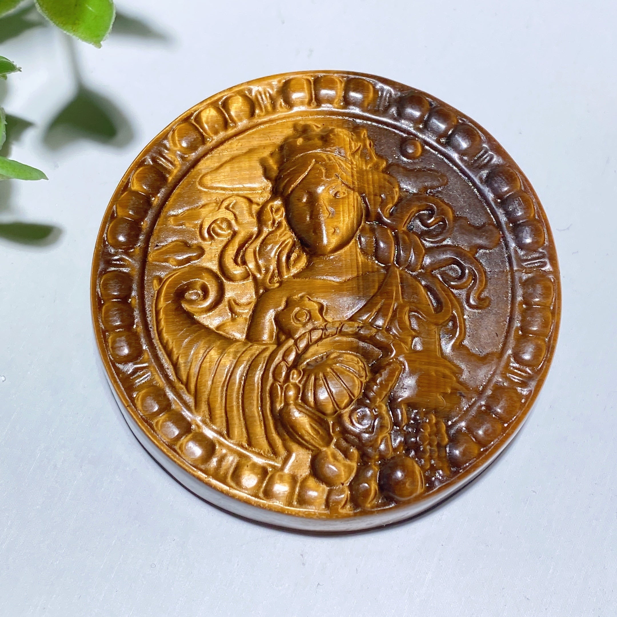 2.0 inch Yellow Tiger's Eye Zodiac Slab Crystal Healing