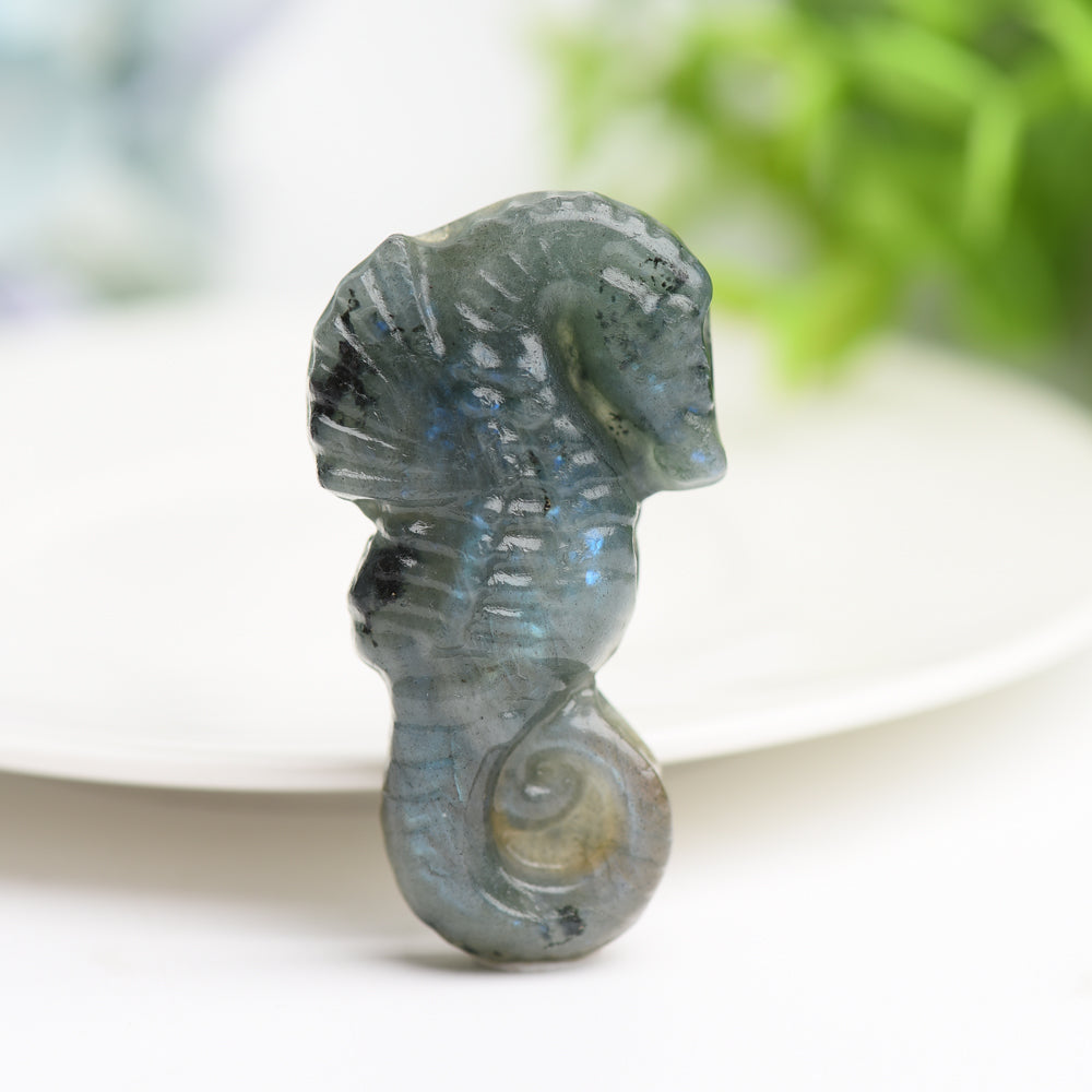 2.0" Labradorite Hippocampus Crystal Carving Figurine