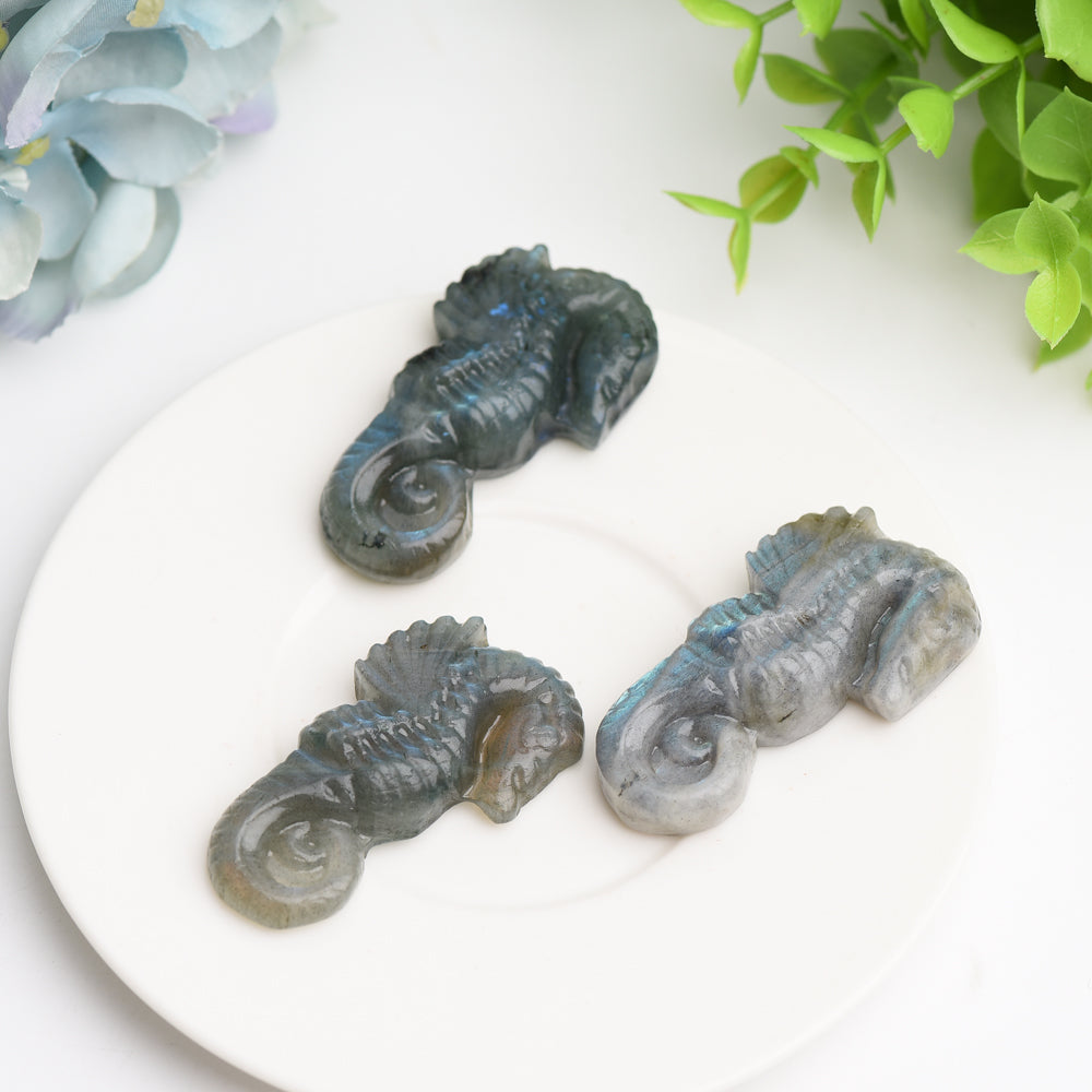 2.0" Labradorite Hippocampus Crystal Carving Figurine