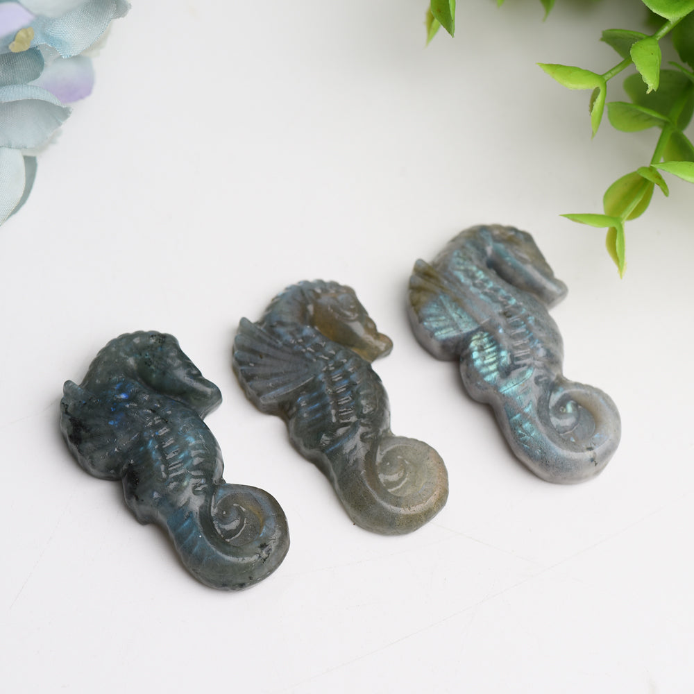 2.0" Labradorite Hippocampus Crystal Carving Figurine