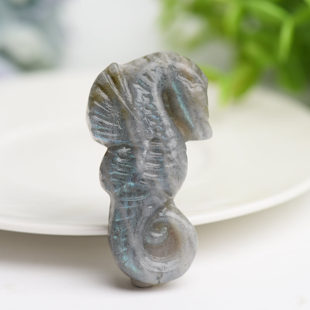 2.0" Labradorite Hippocampus Crystal Carving Figurine