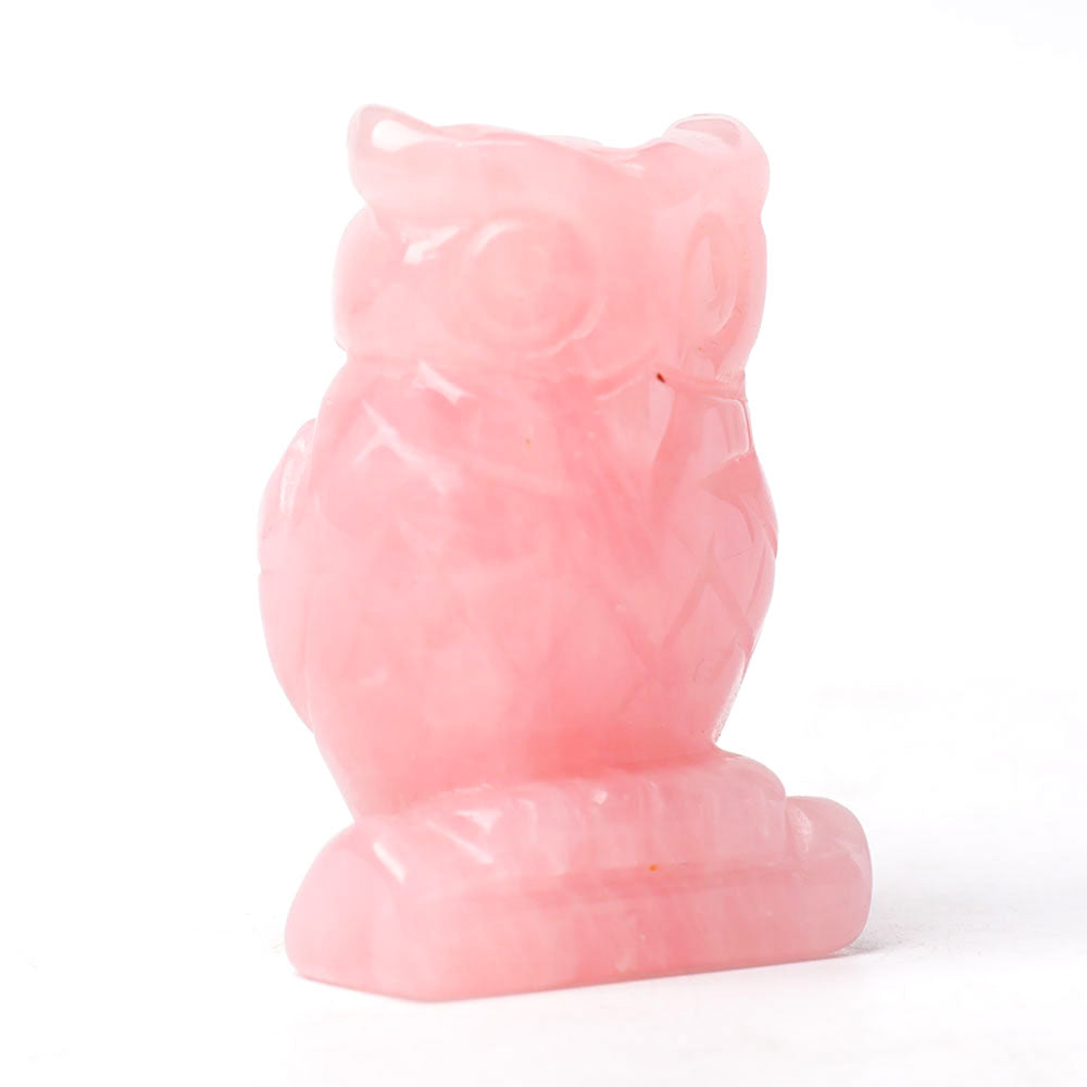 2.0" Rose Quartz Crystal Owl Figurine for Wisdom & Healing
