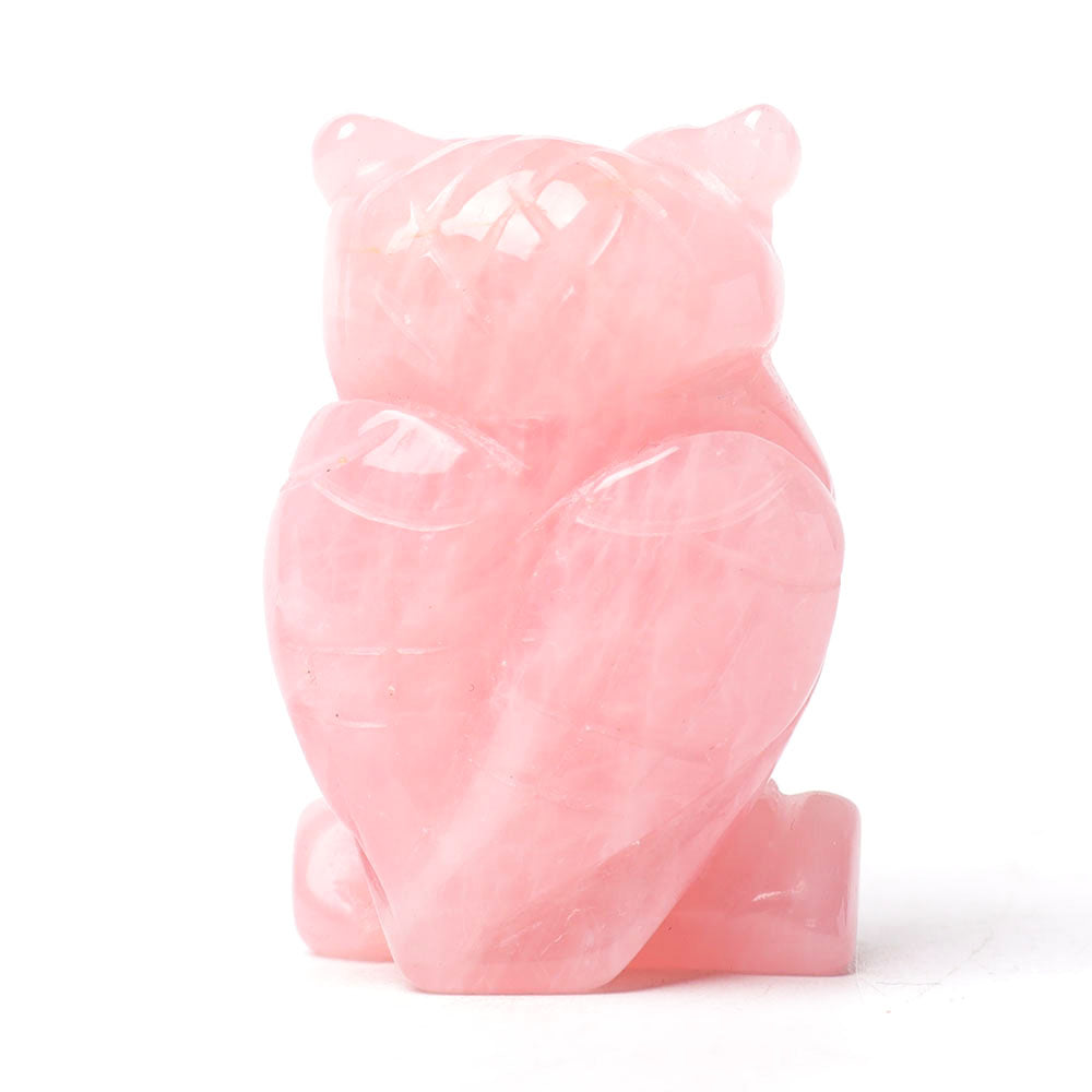 2.0" Rose Quartz Crystal Owl Figurine for Wisdom & Healing