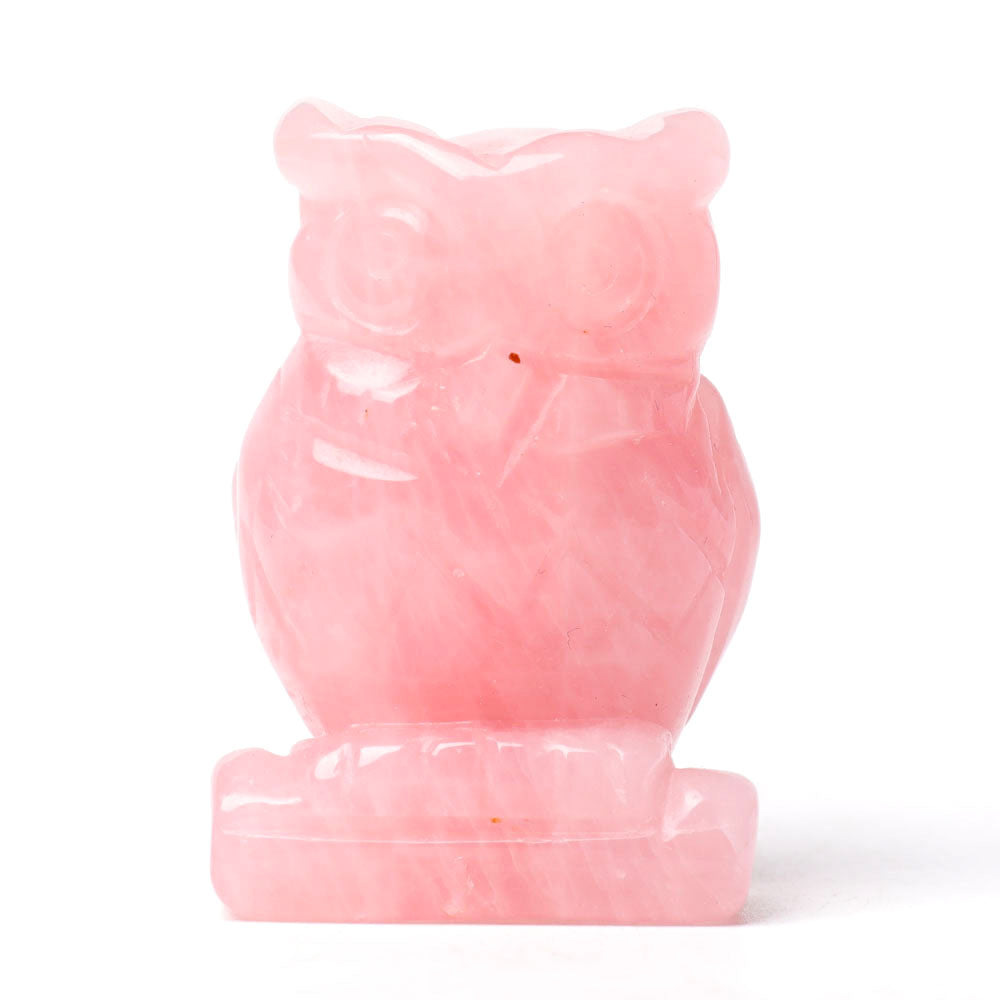 2.0" Rose Quartz Crystal Owl Figurine for Wisdom & Healing