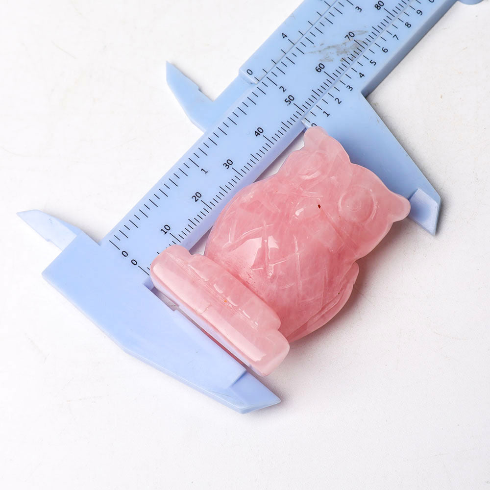 2.0" Rose Quartz Crystal Owl Figurine for Wisdom & Healing