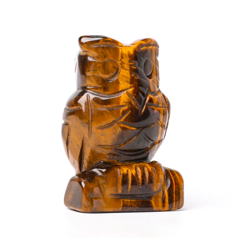 2.0" Tiger Eye Crystal Owl Figurine for Wisdom