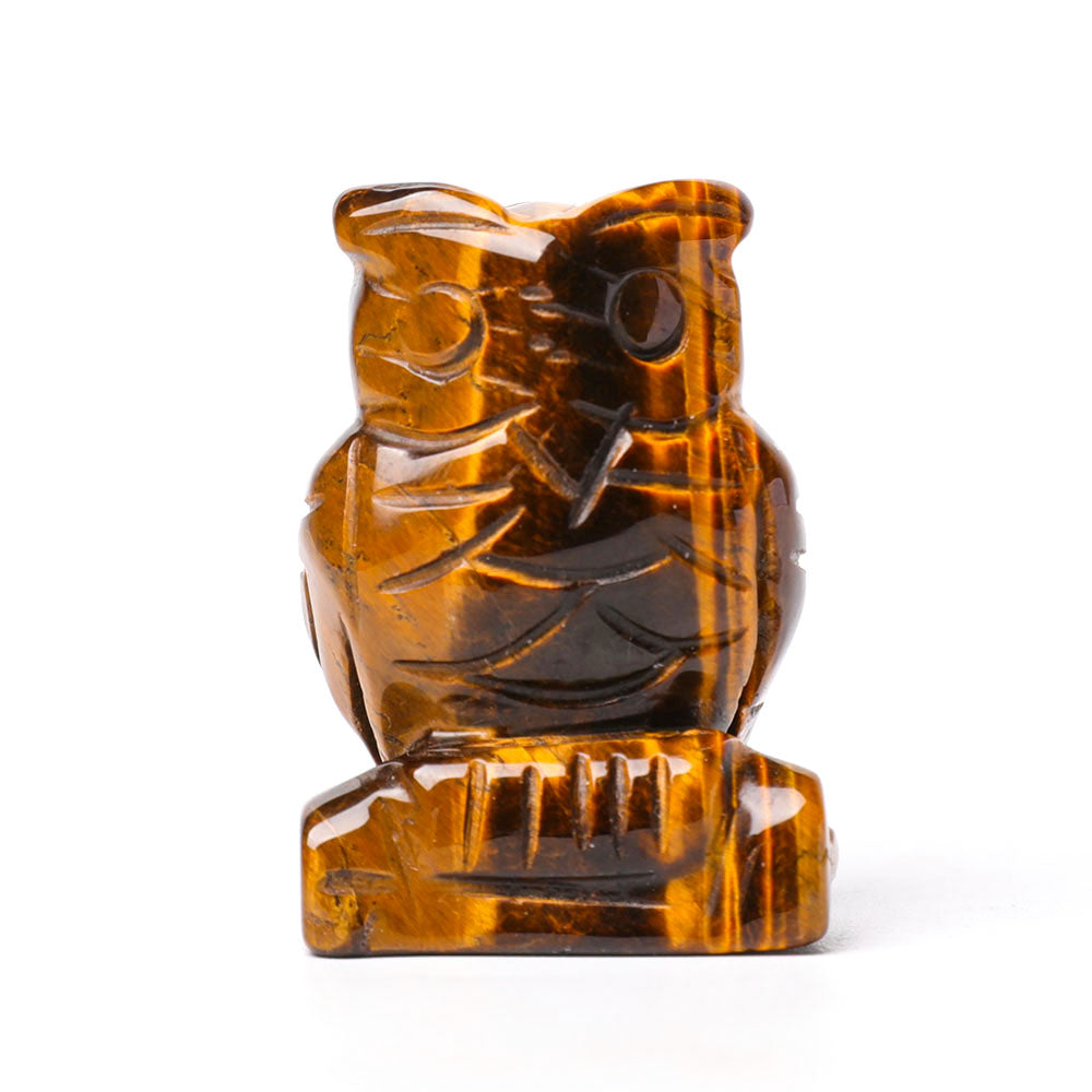 2.0" Tiger Eye Crystal Owl Figurine for Wisdom