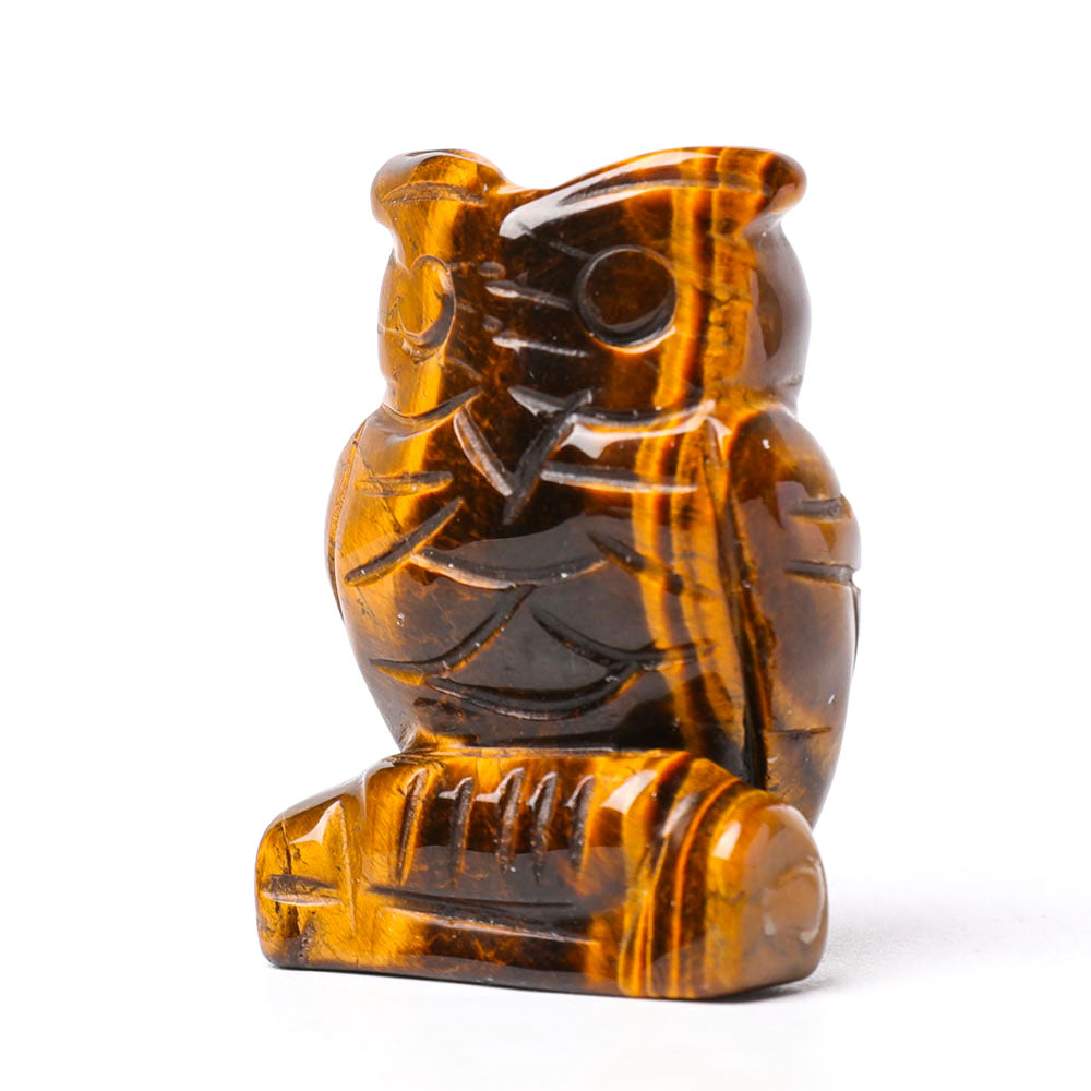 2.0" Tiger Eye Crystal Owl Figurine for Wisdom