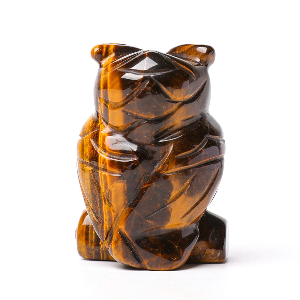 2.0" Tiger Eye Crystal Owl Figurine for Wisdom