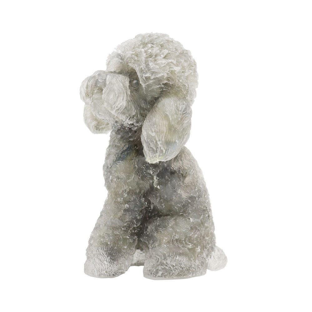 2.04 inch Resin Toy Poodle Figurine with Labradorite Gravel