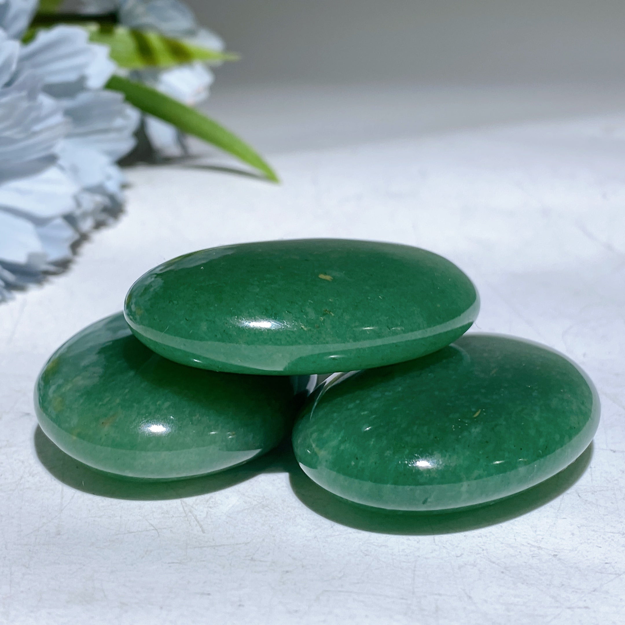 2.0in Green Aventurine Palm Stone for Healing Energy