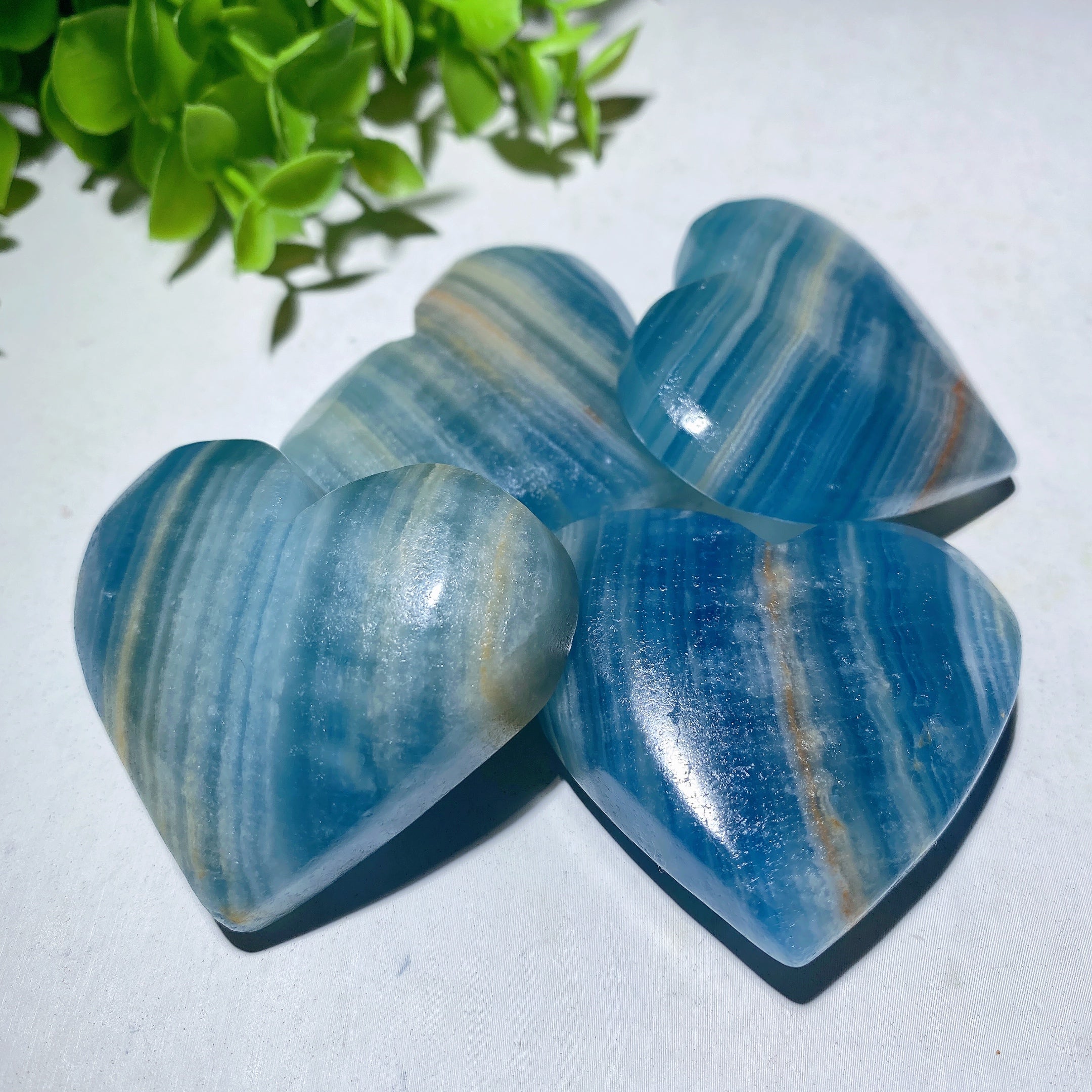 2.1-2.5" Blue Onyx Heart Crystal Carvings for Healing