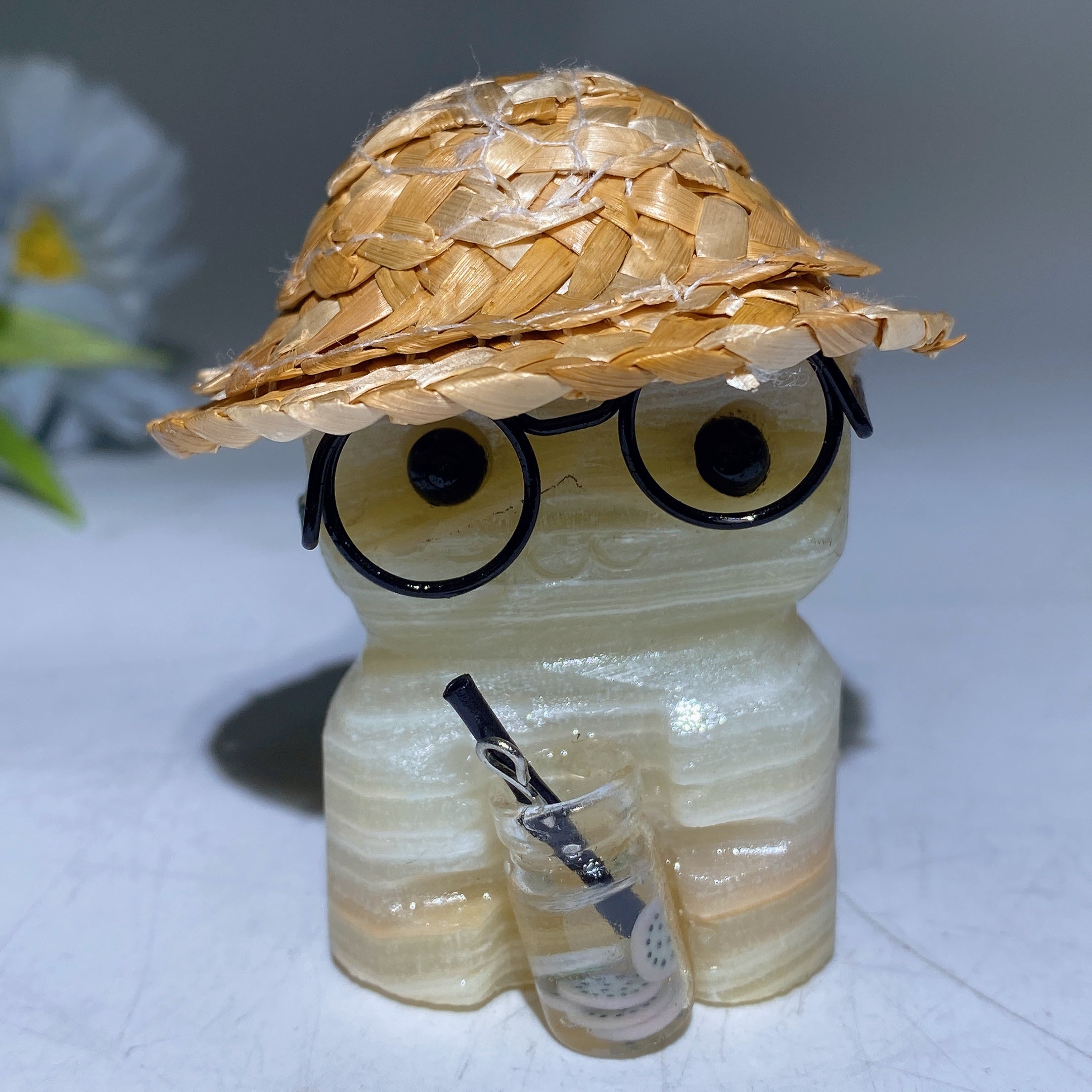 3.9" Crystal Cat Figurine | Mixed Gemstone Healing Carving