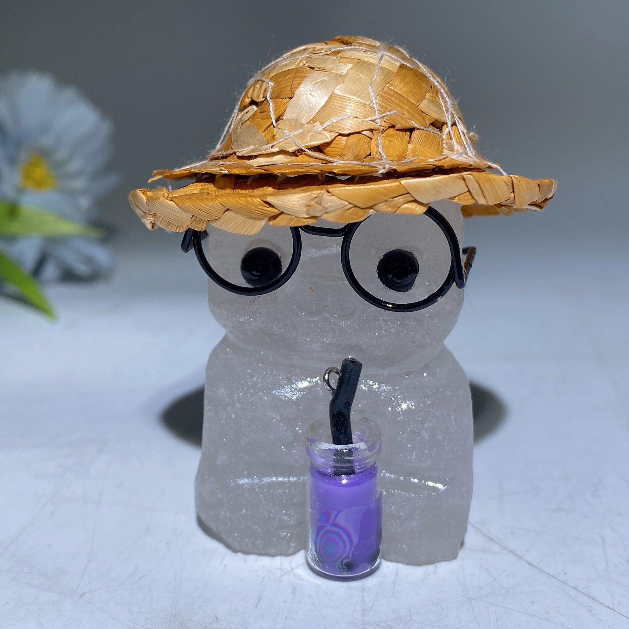 3.9" Crystal Cat Figurine | Mixed Gemstone Healing Carving