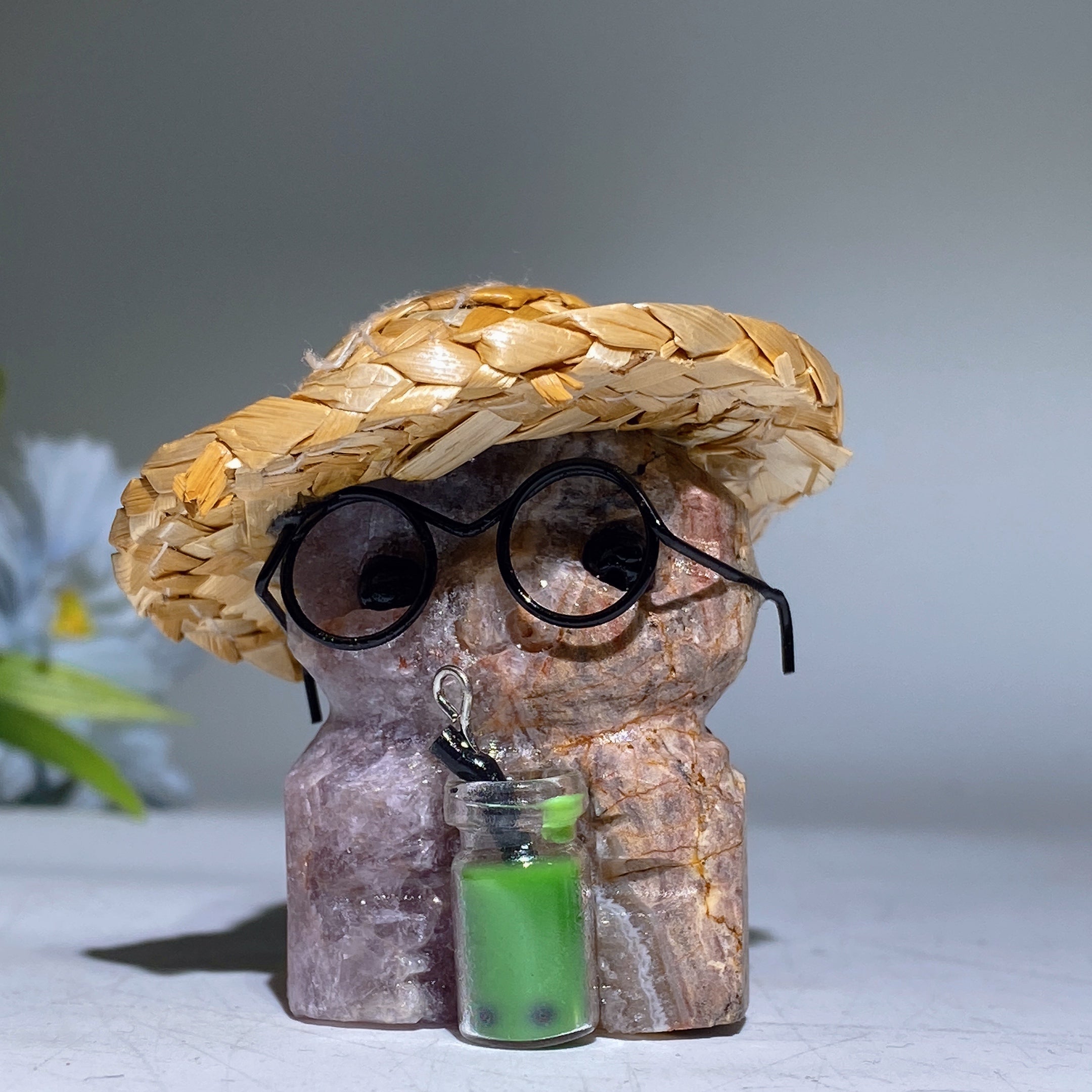 3.9" Crystal Cat Figurine | Mixed Gemstone Healing Carving